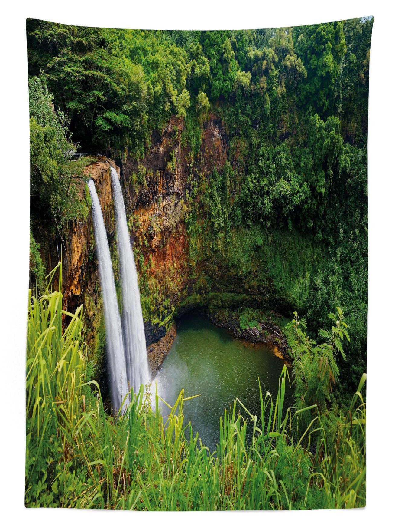 Tischdecke Für den Abakuhaus Bereich Farben, Farbfest Landschaft Klare geeignet Waschbar Wasserfälle Außen Twin Hawai