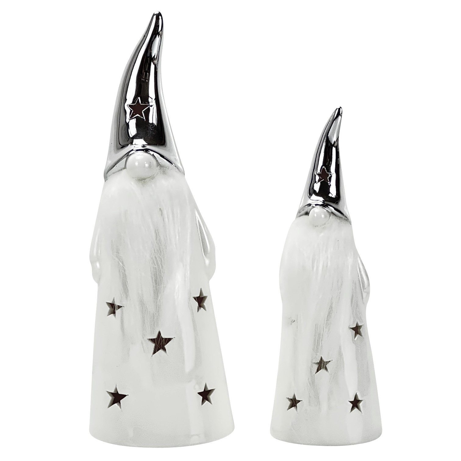 Online-Fuchs LED-Dekofigur - 2 süße Wichtel aus Keramik mit LED-Beleuchtung günstig online kaufen