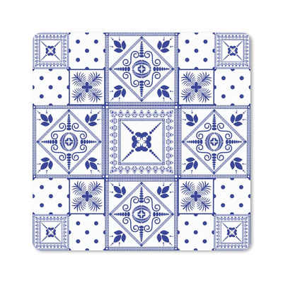 MuchoWow Gaming Mauspad Fliesen - Muster - Delfter Blau (1-St), Gaming, Rutschfester Unterseite, Mausunterlage, 80x80 cm, XXL, Großes