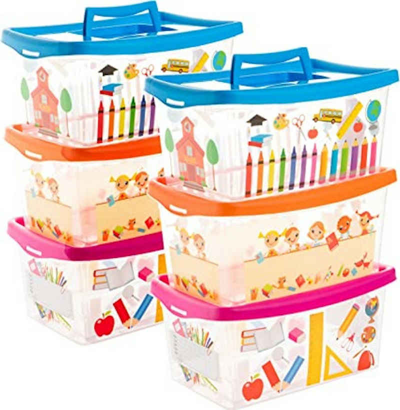 Centi Spielzeugtruhe Aufbewahrungsbox mit Deckel für Kinder 4L (Spar Set, 6 St., 6er Set), mit Deckel, Made in EU