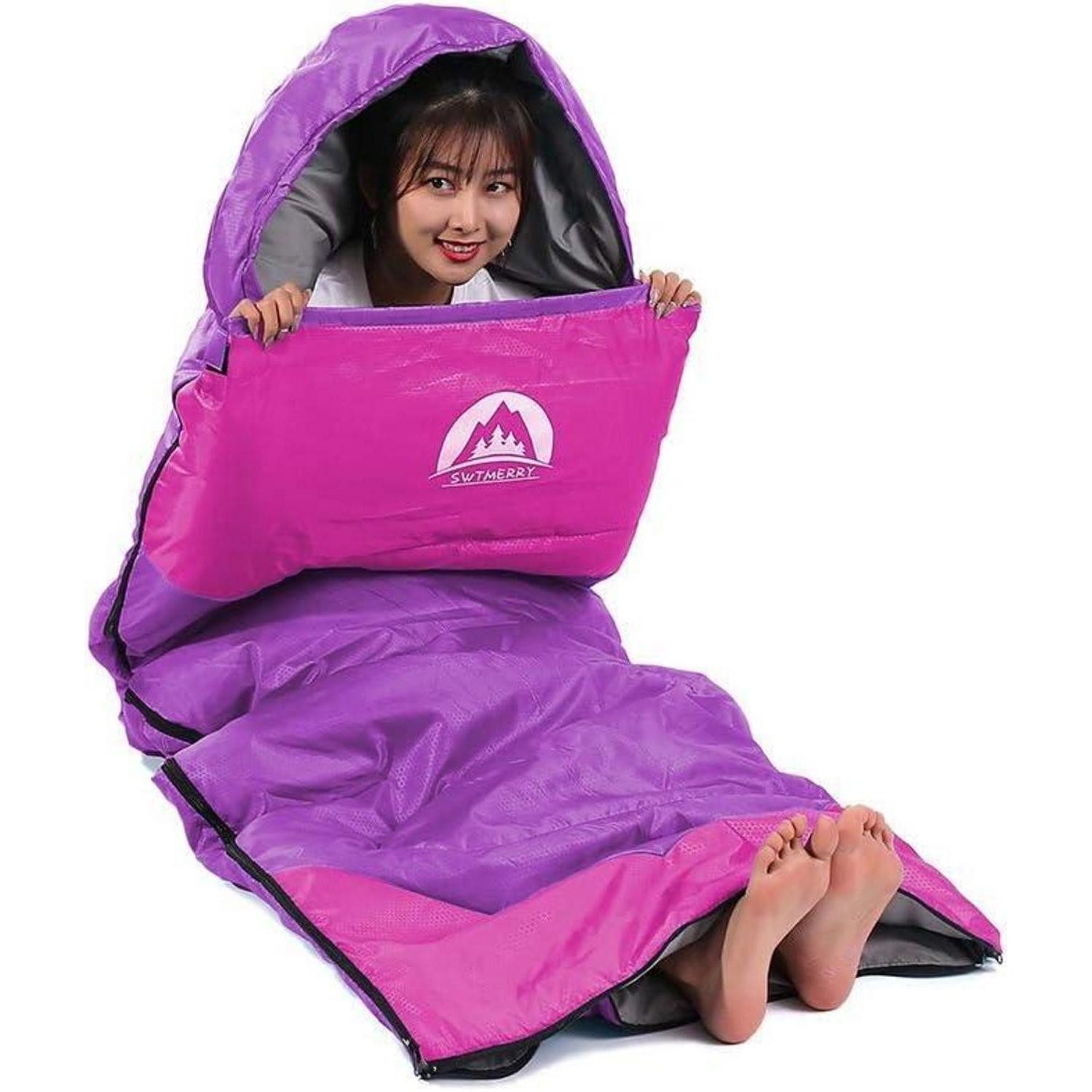 SWTMERRY Ganzjahresschlafsack Schlafsack 3-4 Jahreszeiten warm/kühl Jugendliche Erwachsene Camping