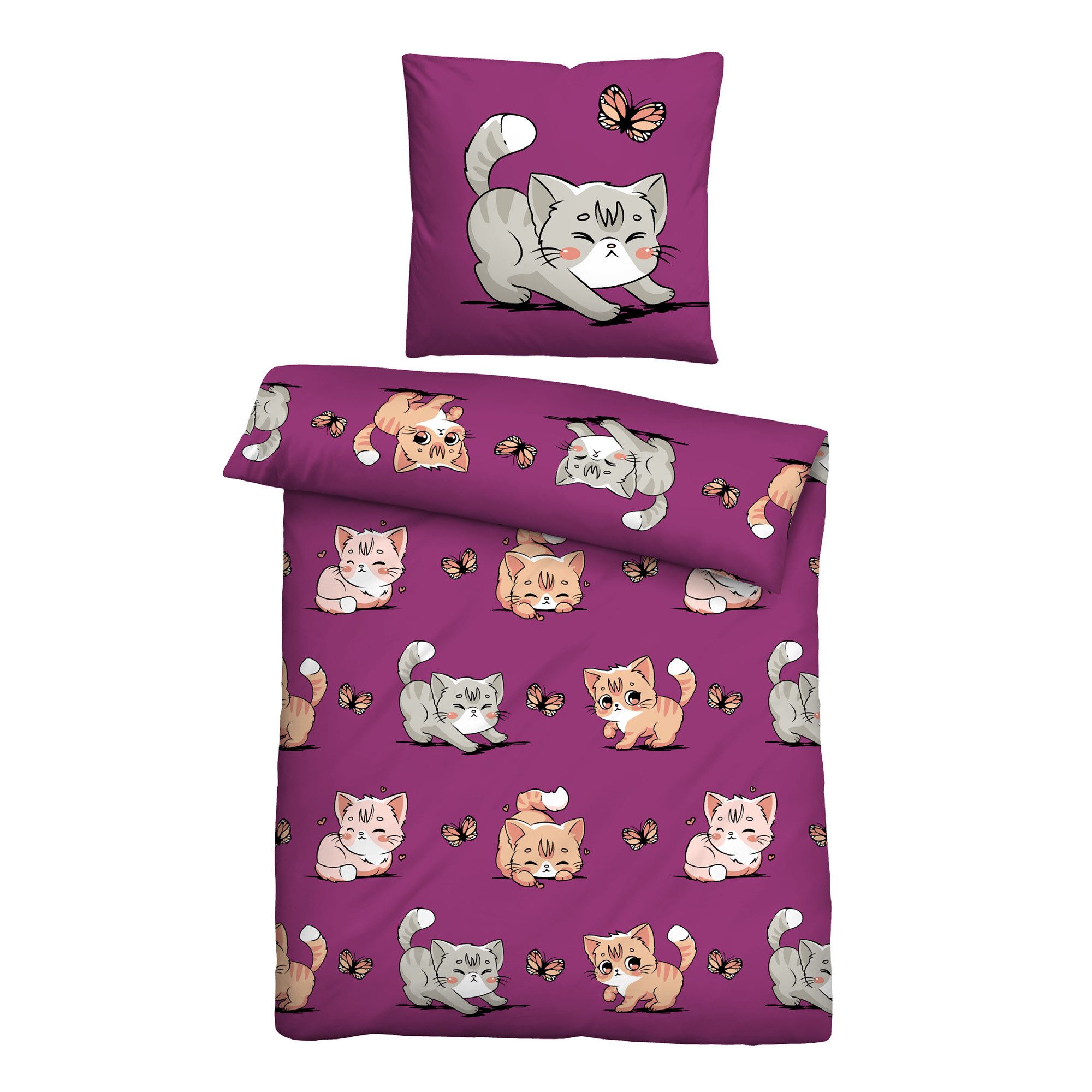 Bestlivings Kinderbettwäsche mit Motiv, Mikrofaser, 2 teilig, 135x200/80x80 cm, mit verdecktem Reißverschluss, atmungsaktiv