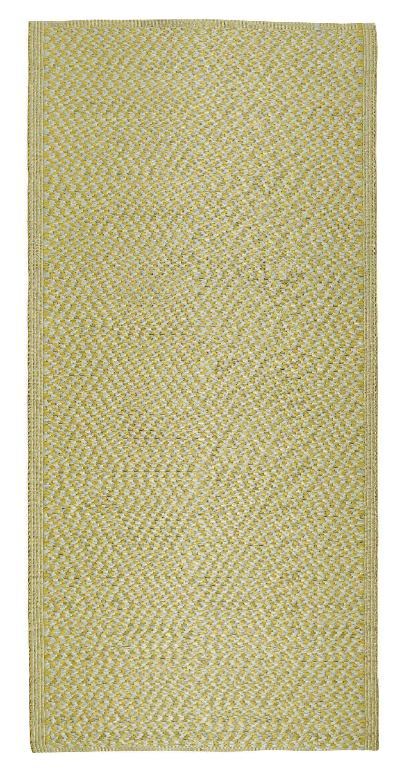 Outdoorteppich Teppich Läufer Terrasse Balkon 90x180cm Gelb Muster Kunststoff