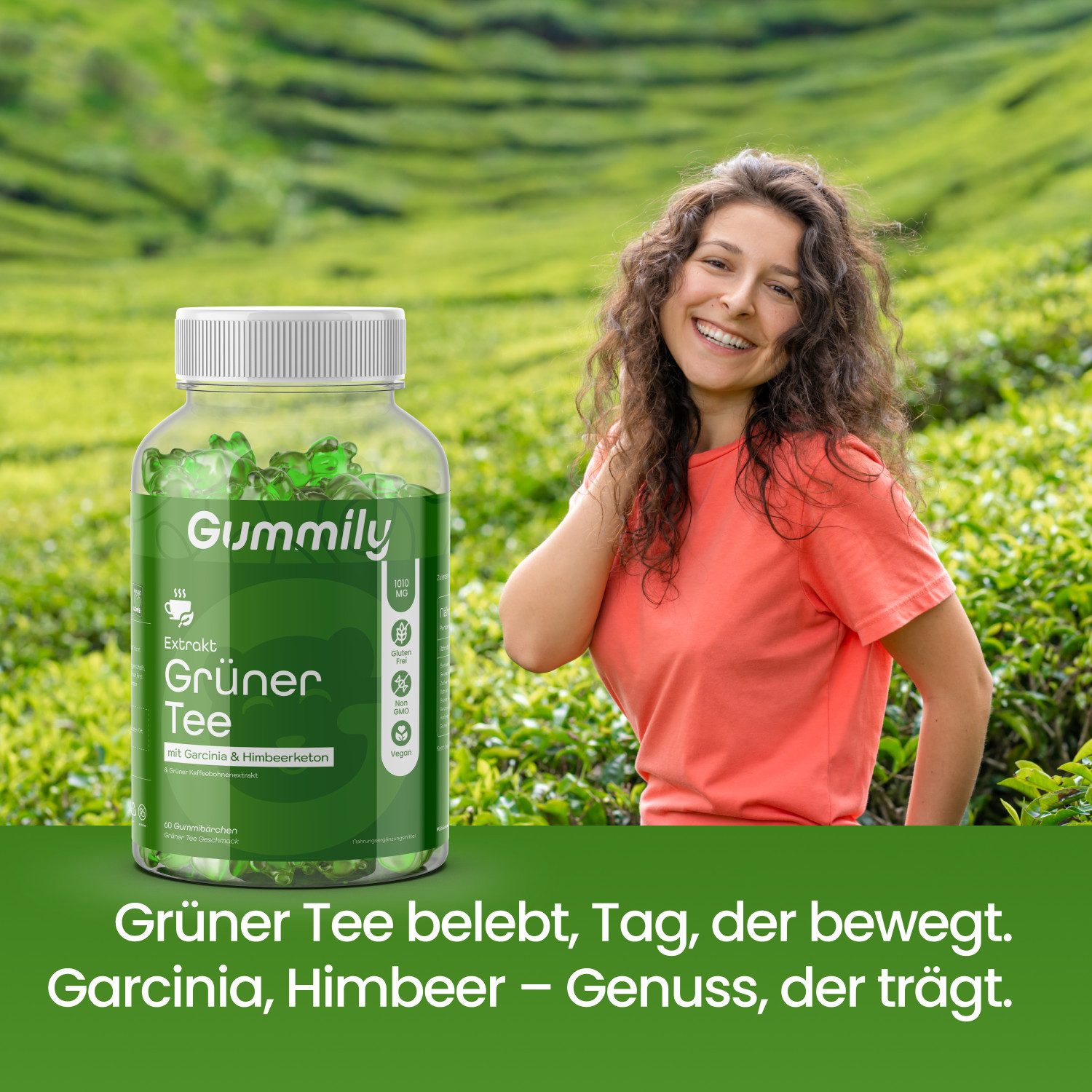 Gummily® Grüner Tee Extrakt Gummibärchen - Zuckerfrei Gummibärchen, 180 g