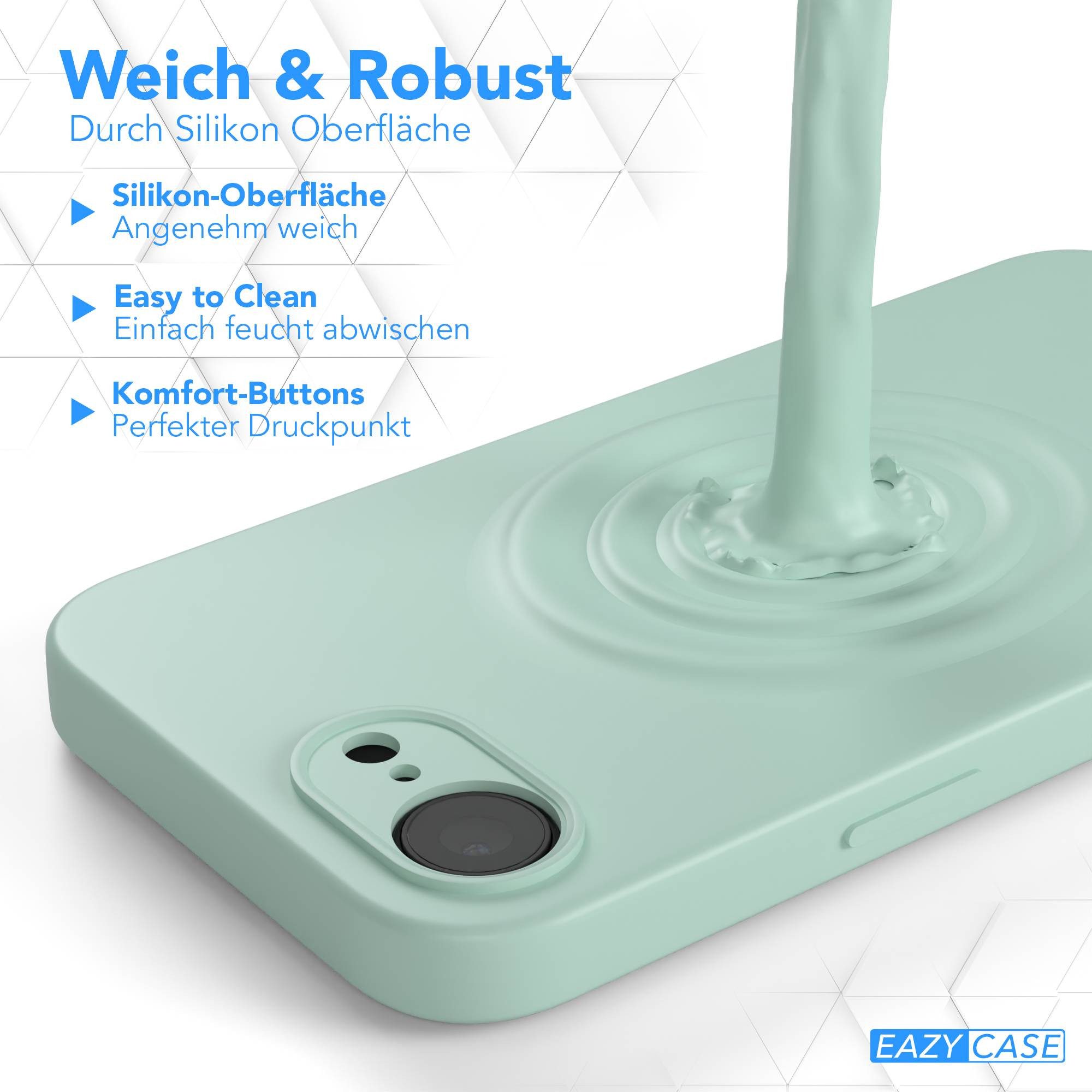 EAZY CASE Handyhülle für Apple iPhone 16e Hülle Silikon 6,1 Zoll, Hülle Silikon kratzfest Smart Slimcover Bumper Case Etui Mint Grün – Bild 5 von 5