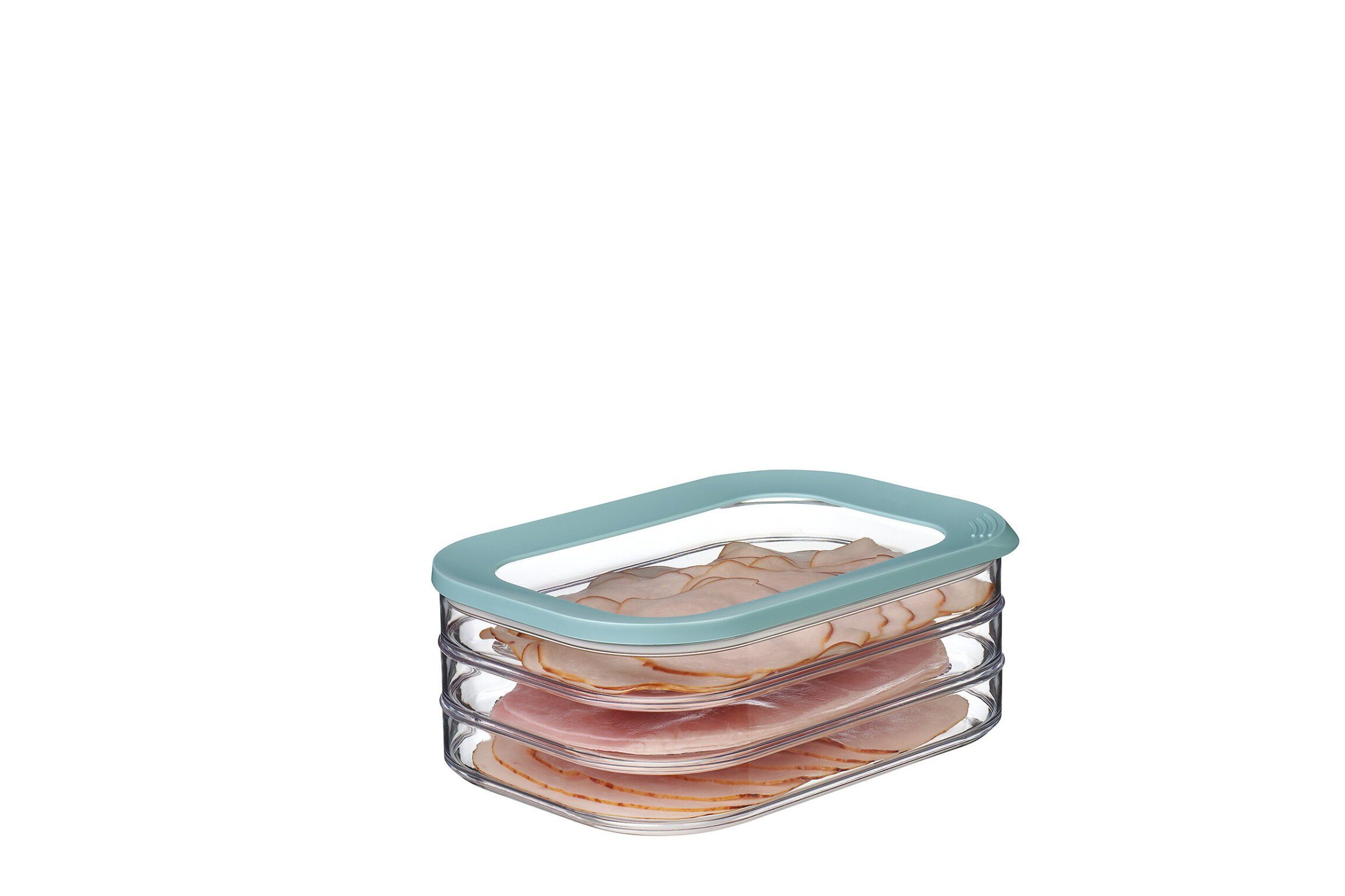 Mepal Vorratsdose Aufschnittdose Modula 3-lagig, ideal für Wurst & Fleisch, 3x550 ml, Styrol-Acrylnitril (SAN), Polyethylen (PE), drei separate Behälter, spülmaschinenfest, Nordic Green