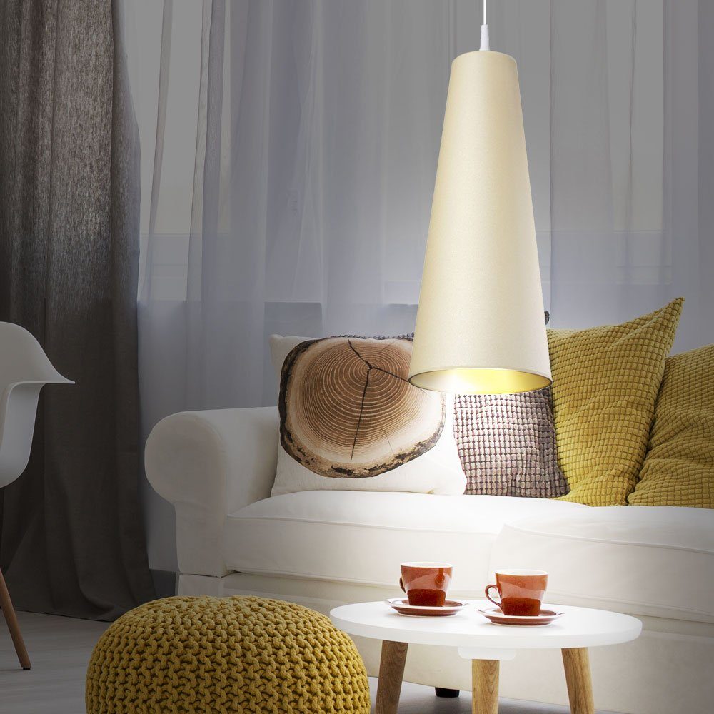 moderne Hänge Pendel Lampe Stoff silberfarben Ess Wohn Schlaf Zimmer Beleuchtung 