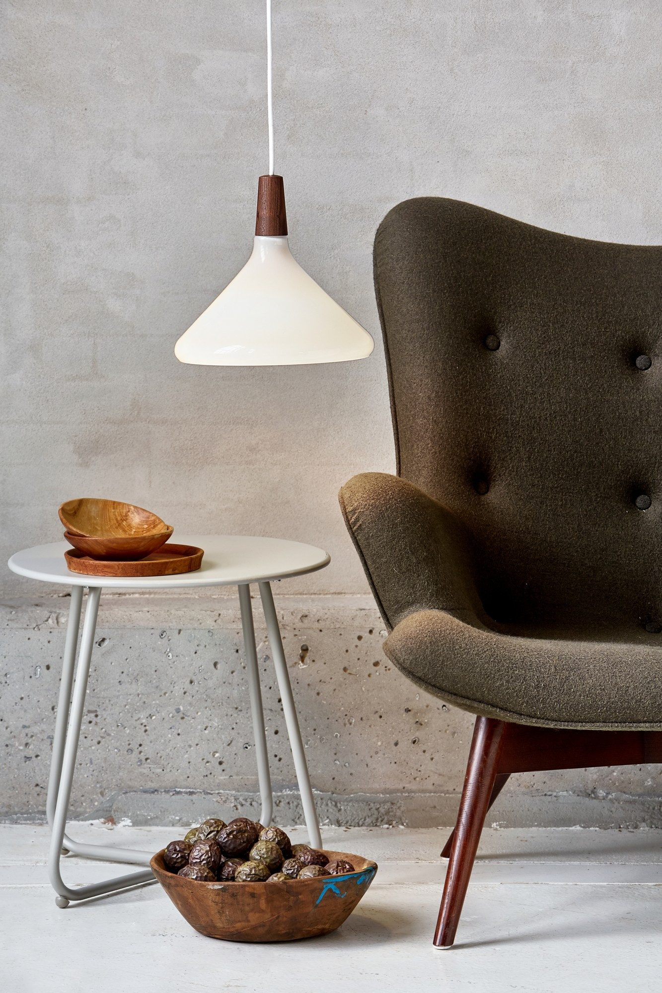 Nordlux Pendelleuchte Designer Hängeleuchte Float 27 Glas Holz 27cm Pendel Opal Weiß, ohne Leuchtmittel