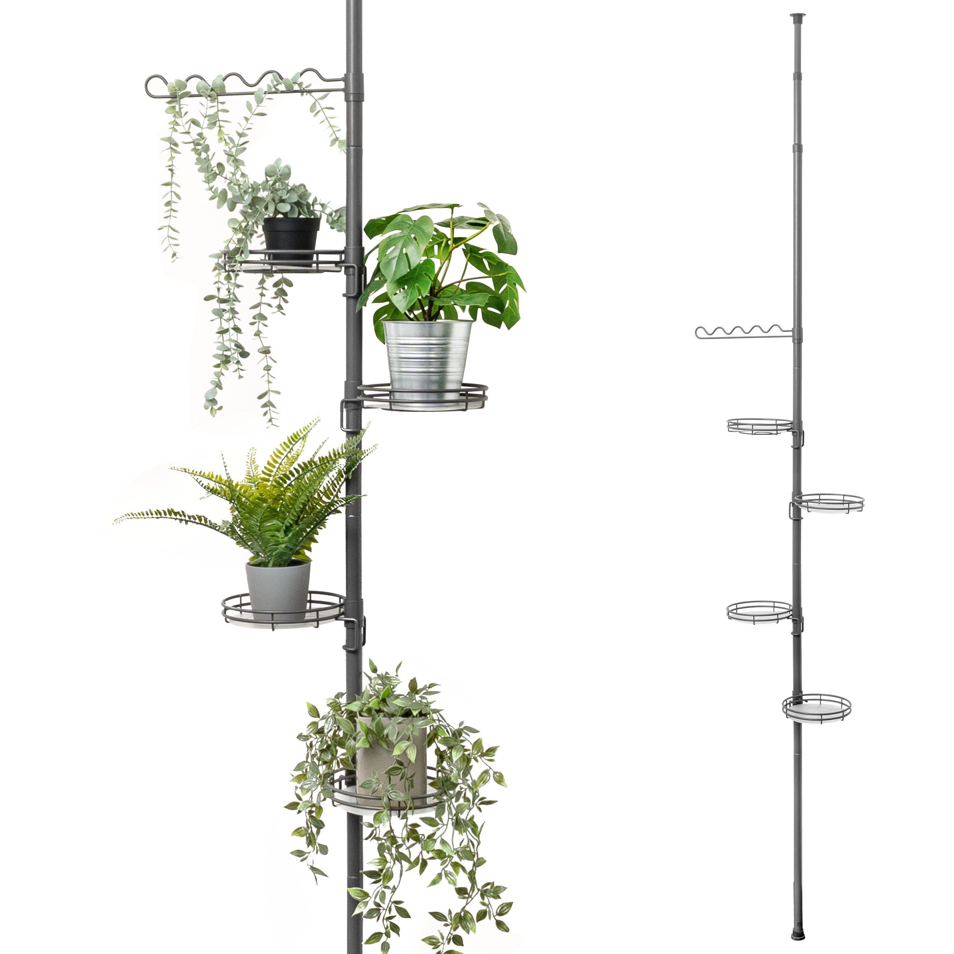 bremermann Blumenständer Teleskop-Blumenregal mit 4 Ablagen, höhenverstellbar, grau