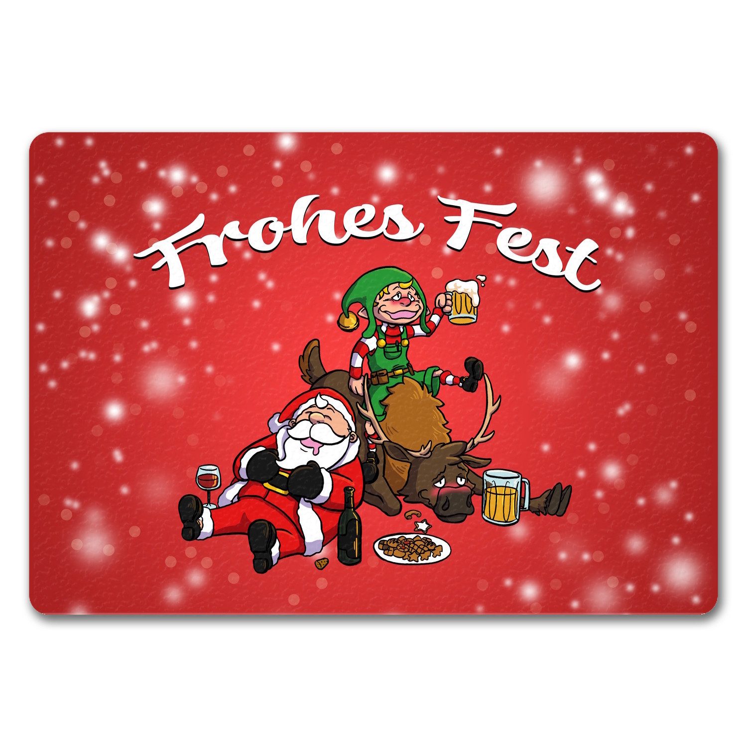 speecheese Fußmatte Frohes Fest mit lustigem Weihnachtsmotiv Fußmatte in 35x50 cm ohne