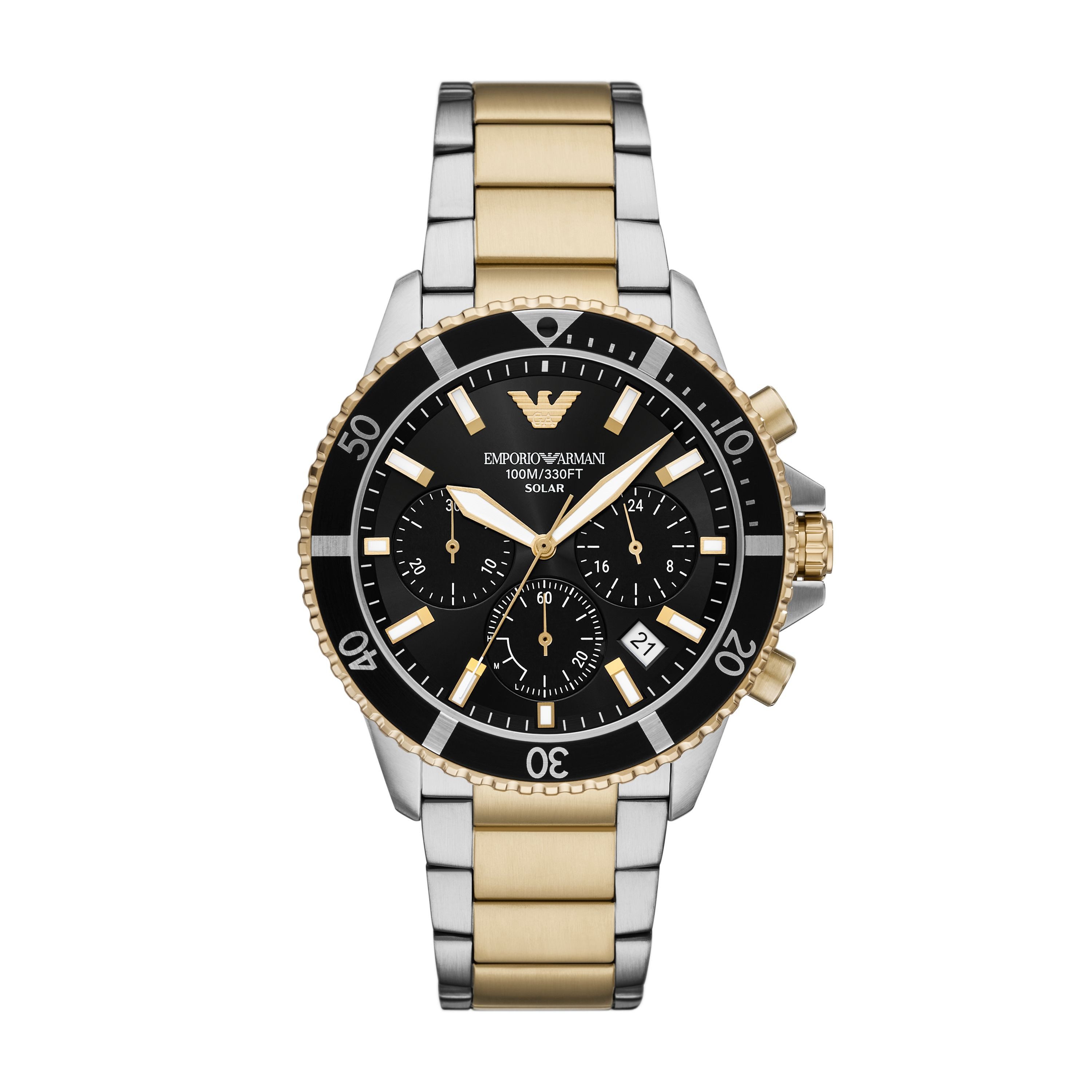 Emporio Armani Chronograph AR11799, Armbanduhr, Solar, Herrenuhr, Edelstahlarmband, analog, Tag