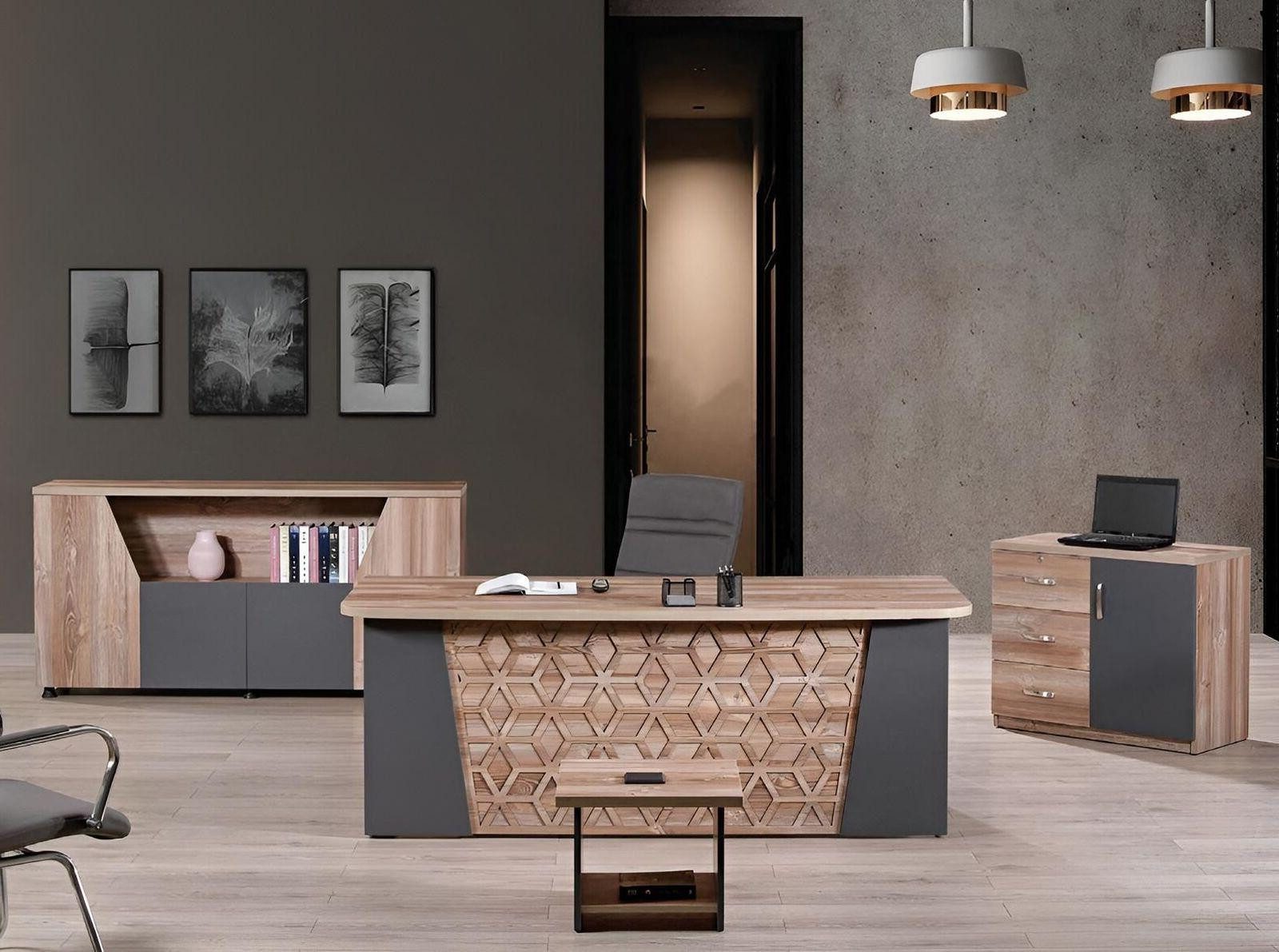 Büromöbel-Set Büromöbel-Set in Holzoptik Braun mit Schreibtisch und Stauraum