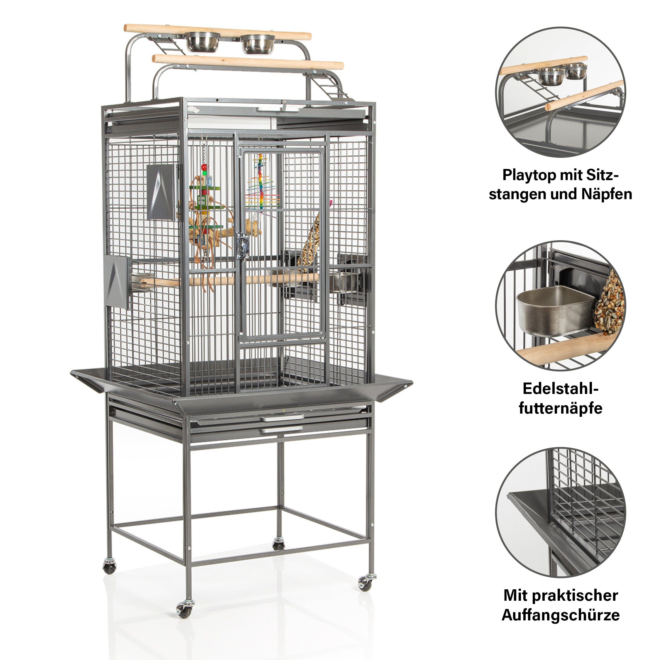 Montana Cages Vogelkäfig Finca Play - Antik, ca. 77 x 71 x 165 cm