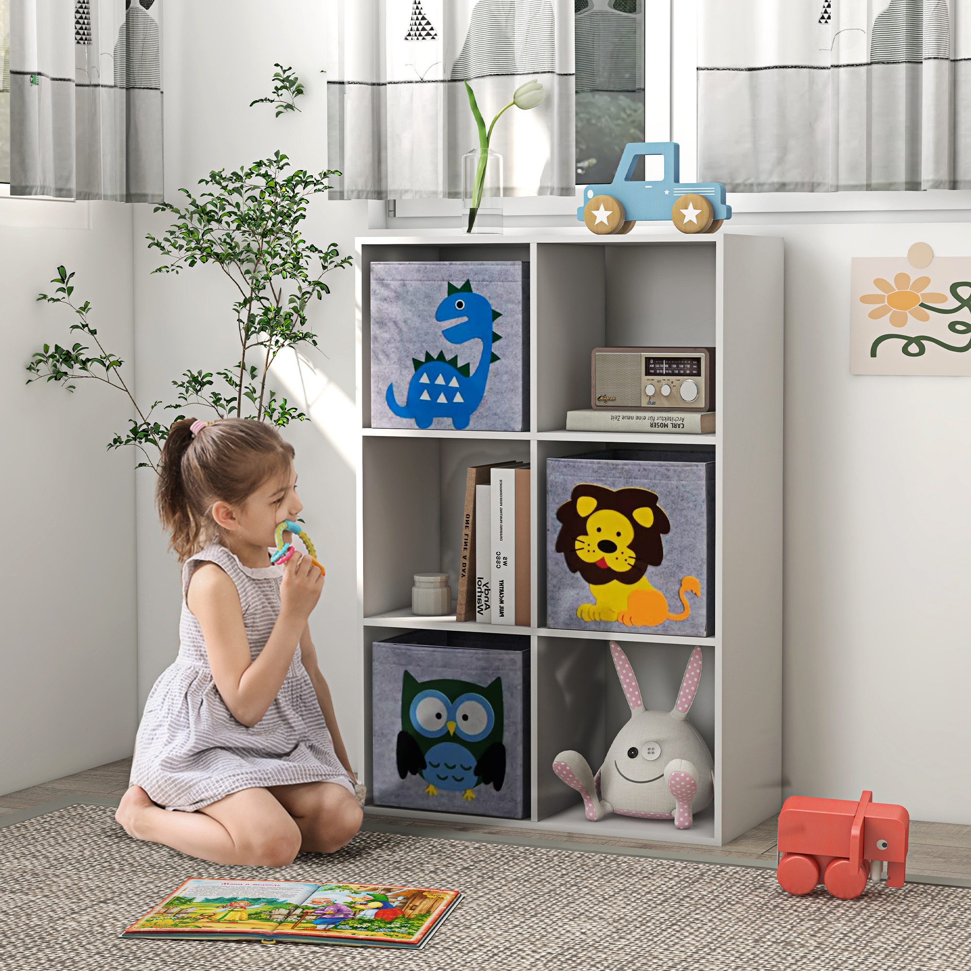 ZONEKIZ Kinderregal Kinderschrank mit 6 geräumige günstig online kaufen