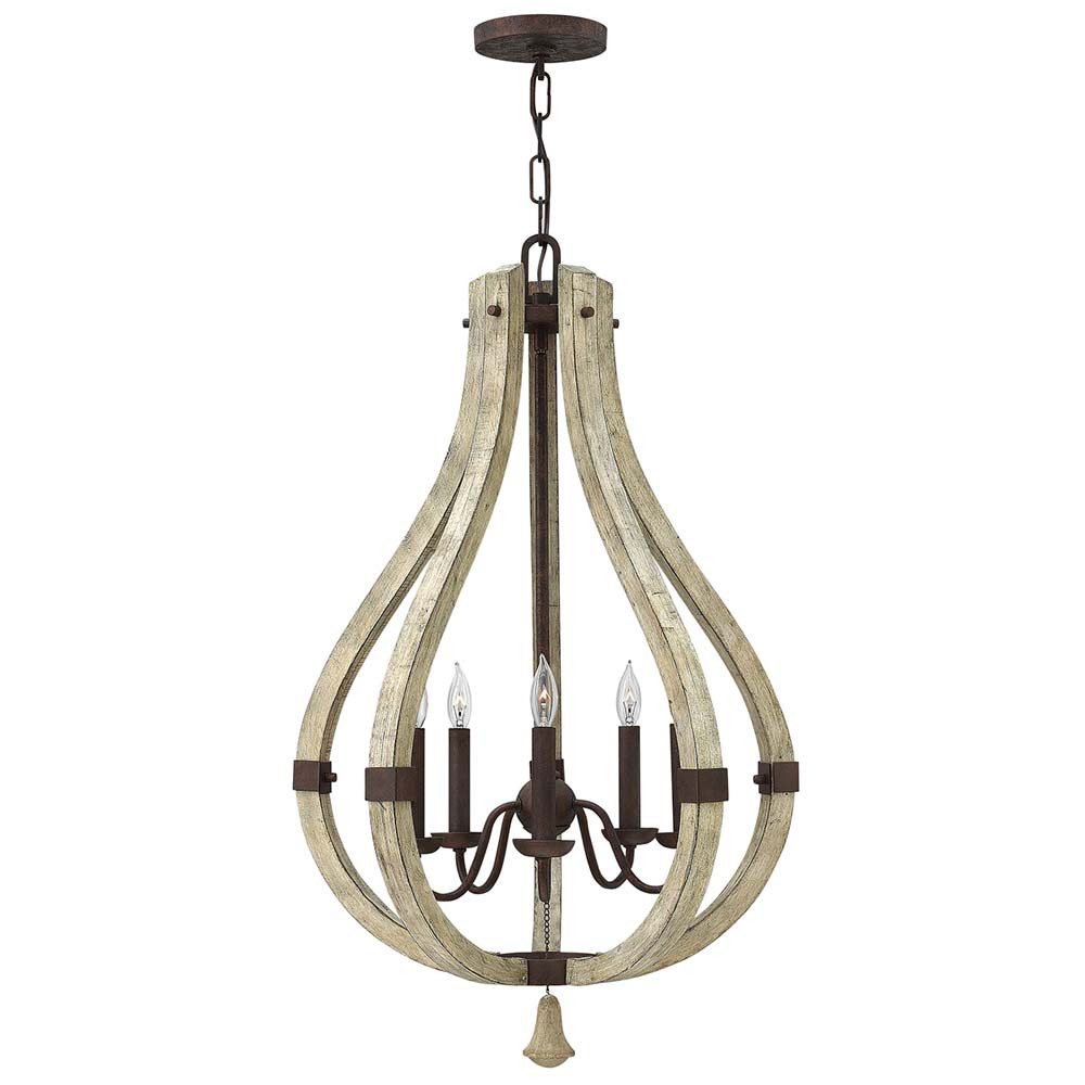 Elstead LIGHTING Kronleuchter, Leuchtmittel nicht inklusive, Kronleuchter Hängelampe Deckenleuchte Holz D 50,8 cm 5 Flammig