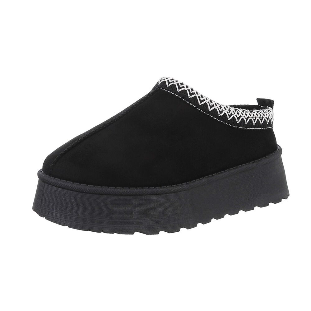 Ital-Design Die bequemen Plateau-Slipper Hausschuh (87475118) Flach Stiefeletten in Schwarz