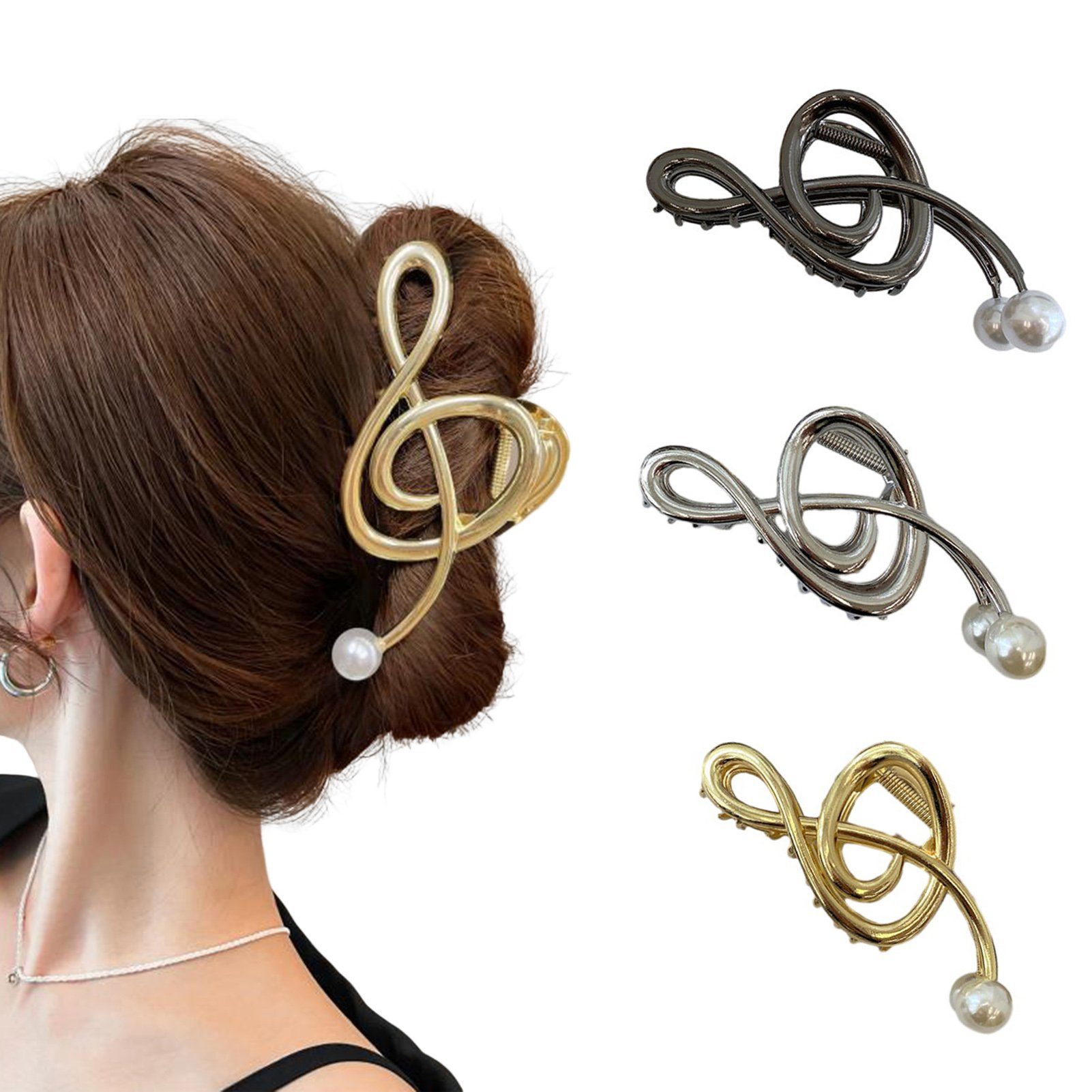 Rutaqian Haarklammer 1 Stück Große Haarklammer, Haarspangen für Frauen Golden | Haarspangen