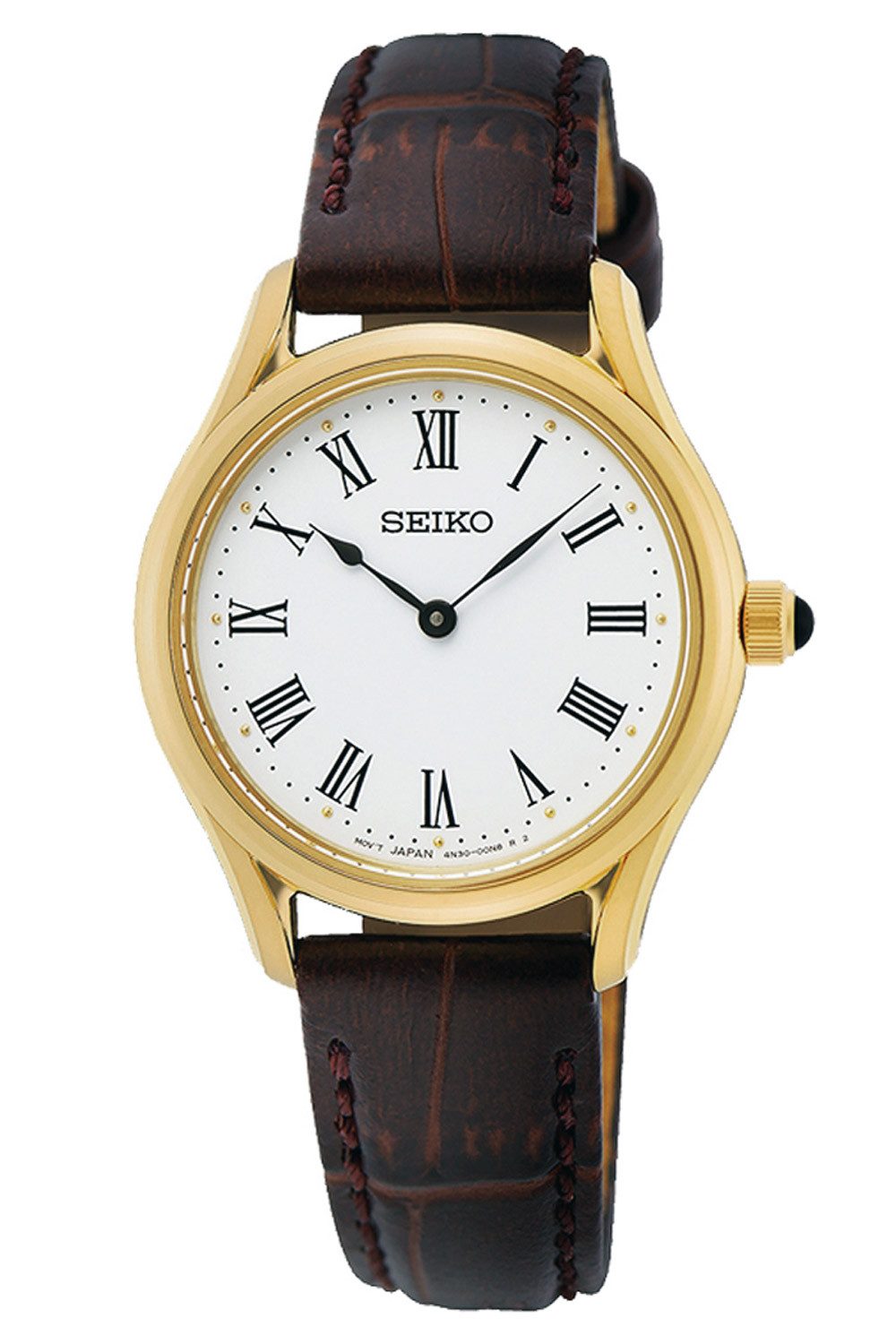 Seiko Quarzuhr für mit Saphirglas Braun/Goldfarben