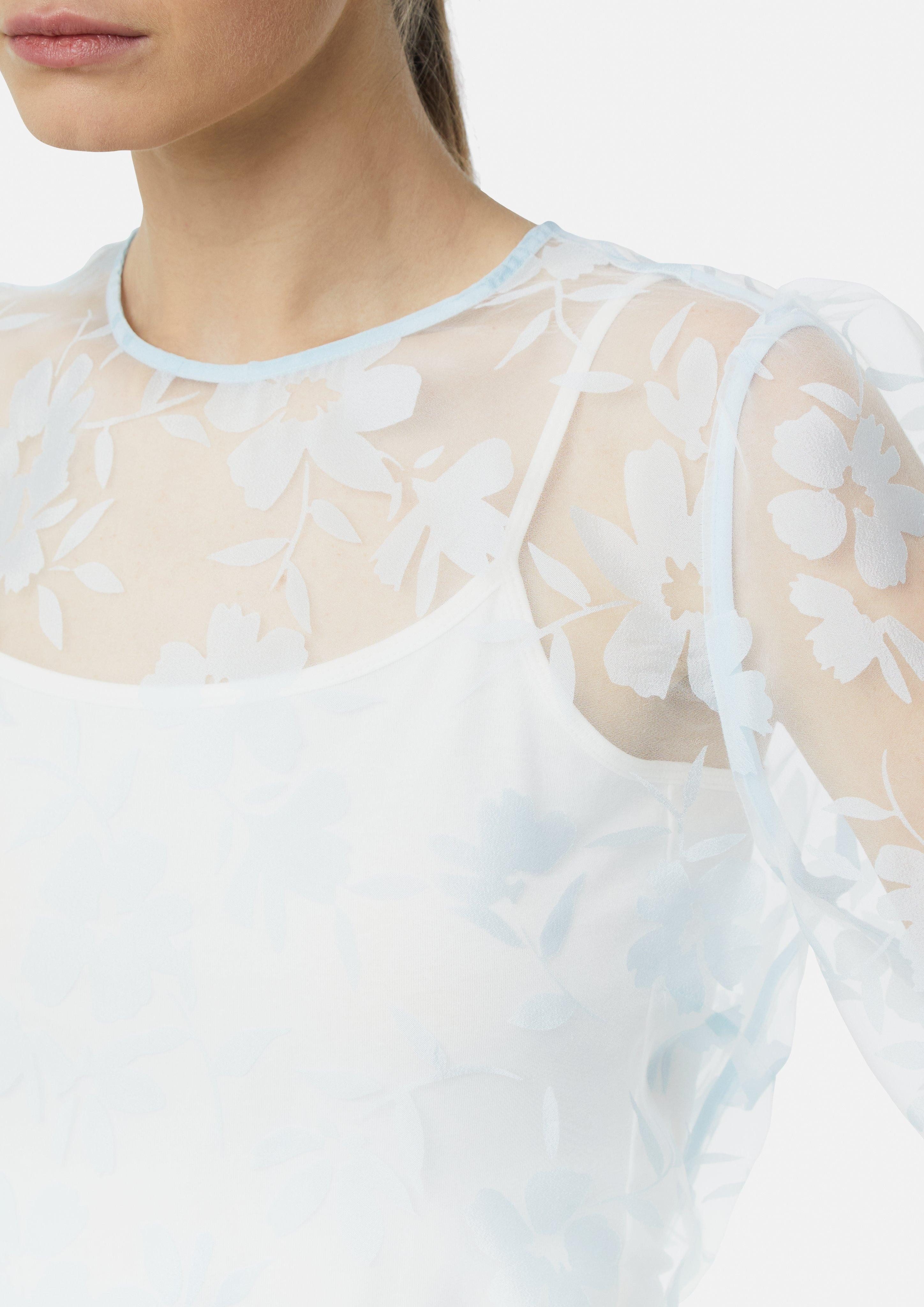 Comma Langarmbluse Transparente Organza-Bluse mit floralem günstig online kaufen