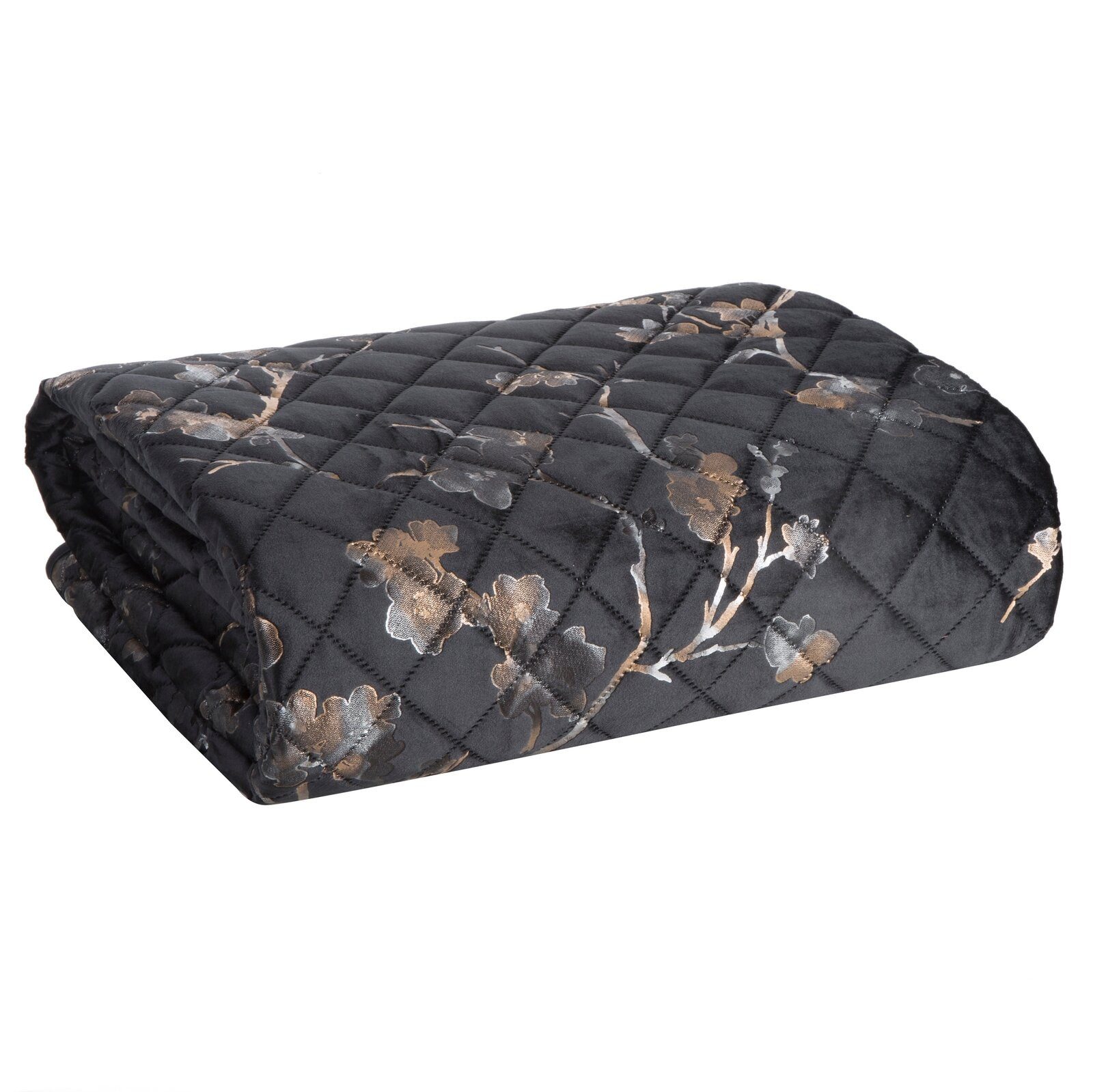 Eurofirany Tagesdecke Blumenmuster Glamour Überwurf Samt Weich Velours, Dop günstig online kaufen