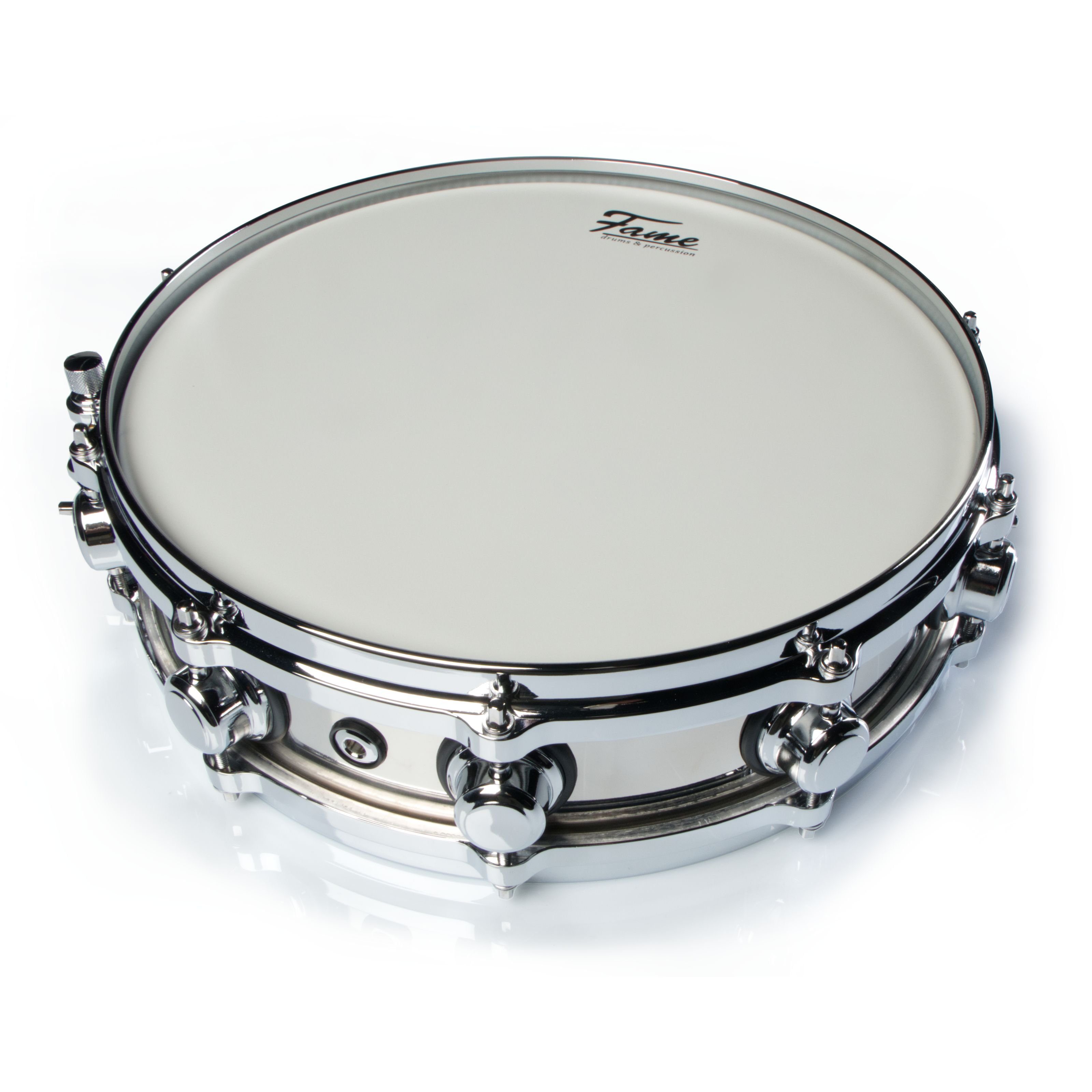 FAME Snare Drum,FSS-35 Piccolo Snare Drum 14"x35" Edelstahl 1mm Kesselstärke 10 Stimmschrauben Gussspannreifen Chrome Hardware Professioneller Sound Hochwertige Qualität", Schlagzeuge, Snare Drums, FSS-35 Piccolo Snare Drum, Edelstahl, Professioneller Sound
