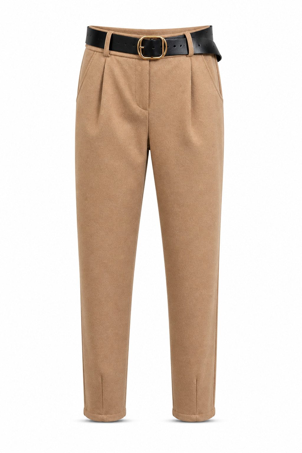 ITALY VIBES Stoffhose - elegante Hose Damen - gratis Gürtel - Chinohose Damen - braun - One Size / passend für Größe S - XL, mit Gratis Gürtel