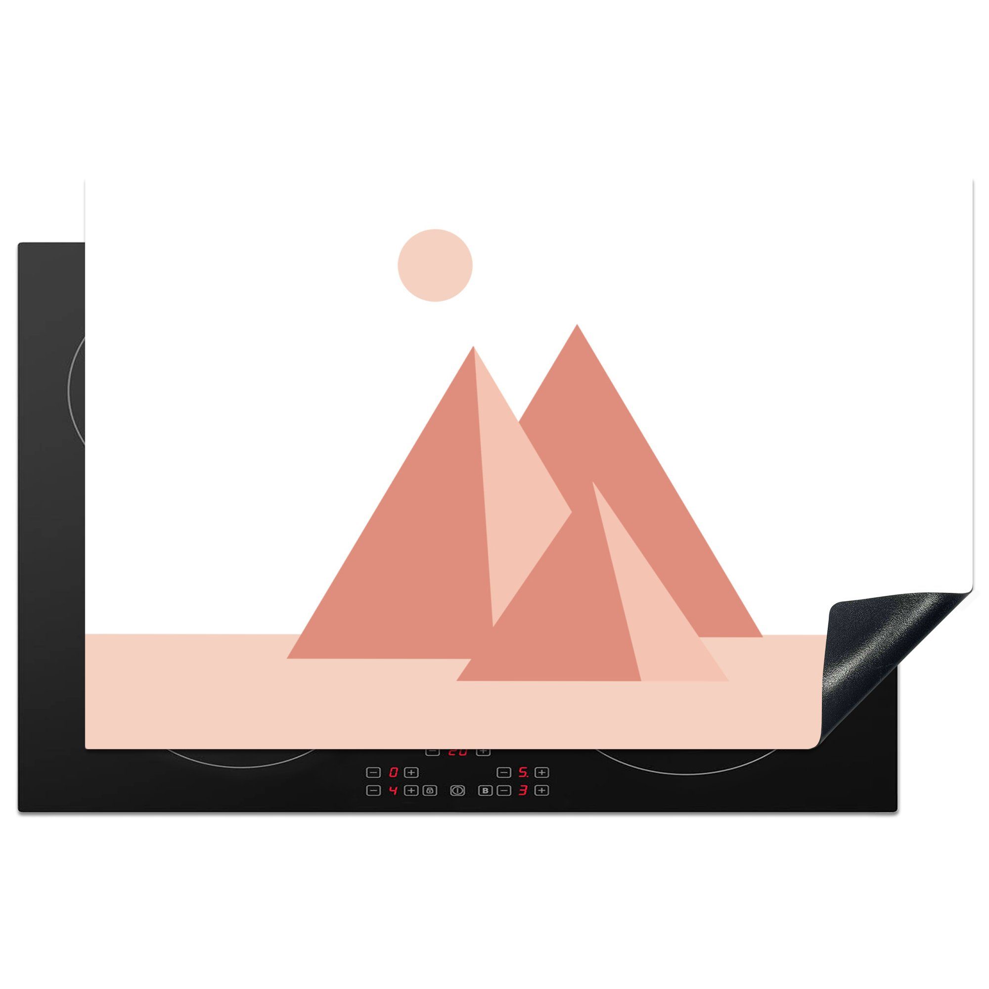 MuchoWow Herdblende-/Abdeckplatte Illustration von drei abstrakten Pyramiden, Vinyl, (1 tlg), 81x52 cm, Induktionskochfeld Schutz für die küche, Ceranfeldabdeckung