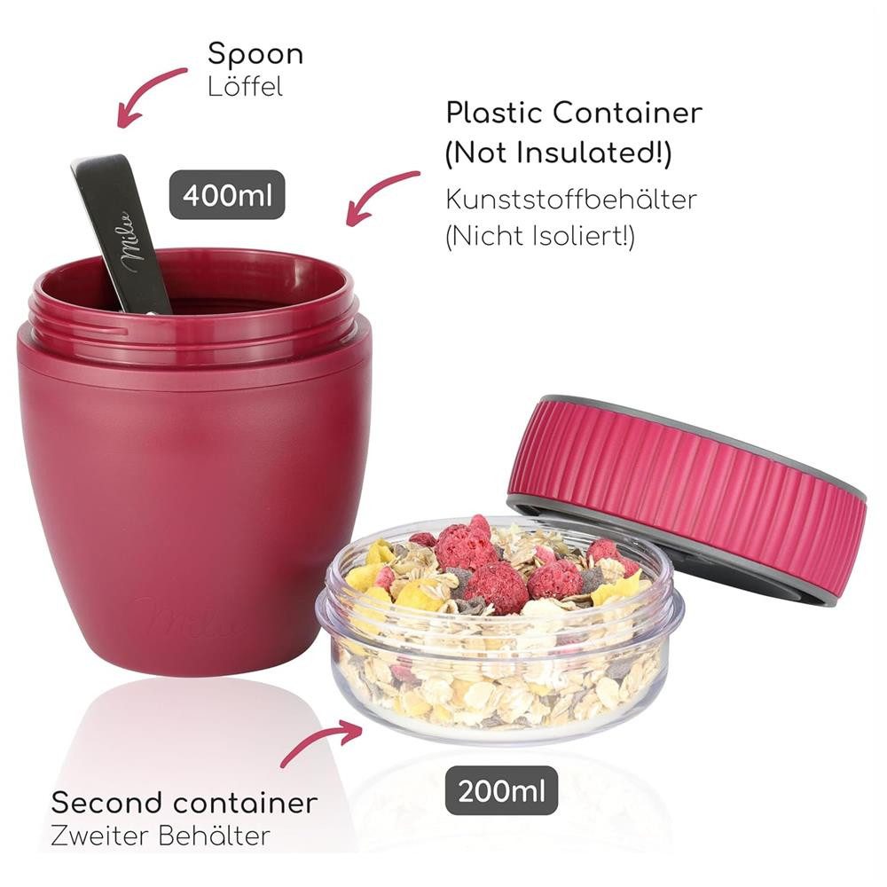 Milu Müslibox Milu Müslibecher To Go Kunststoff 400 ml, auslaufsicher, Müslimax Set – Bild 4 von 5