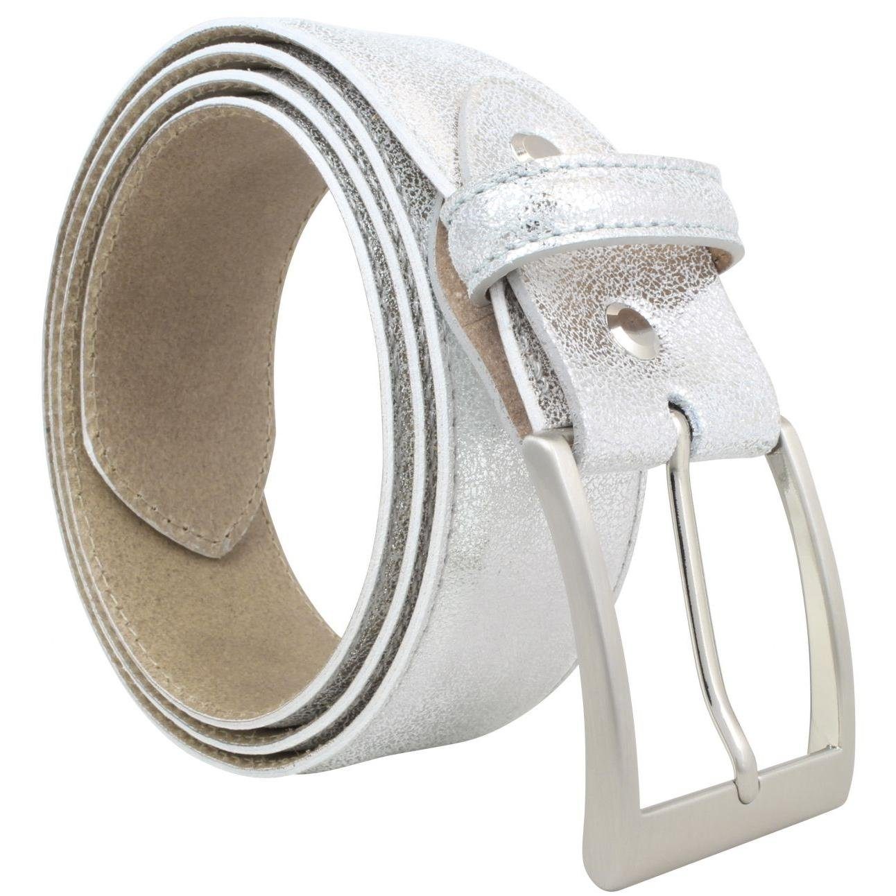 Ledergürtel Echt Gold, Metall-Ledergürtel Herren Silber Metallic-Look 40mm Hochwertiger Leder 4 - BELTINGER - cm für Leder-Gürtel Gürtel Metall-Optik