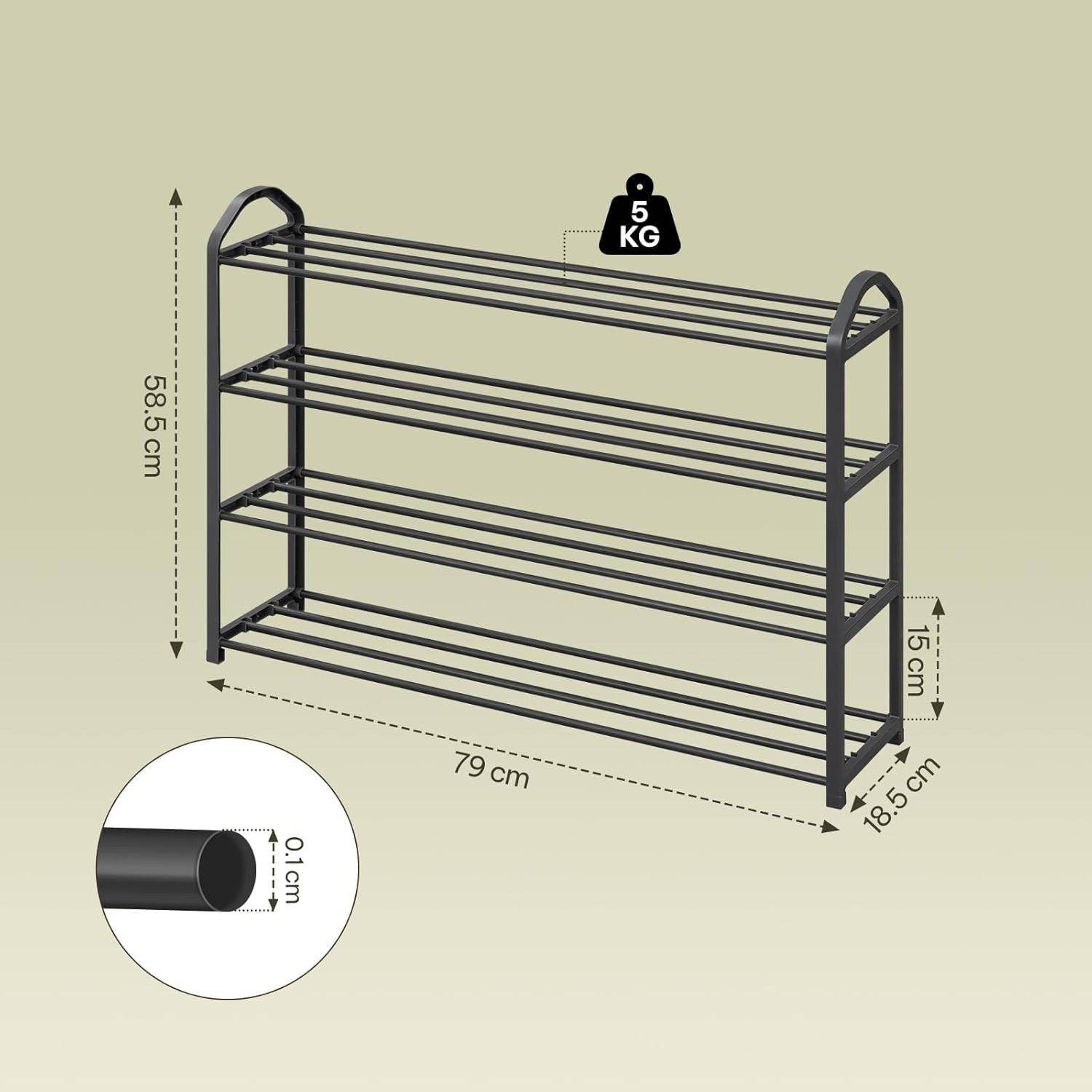 EUGAD Schuhregal, 1-tlg., 4-Ebenen–Metallrohrgestell, für Flur, Wohnzimmer, günstig online kaufen