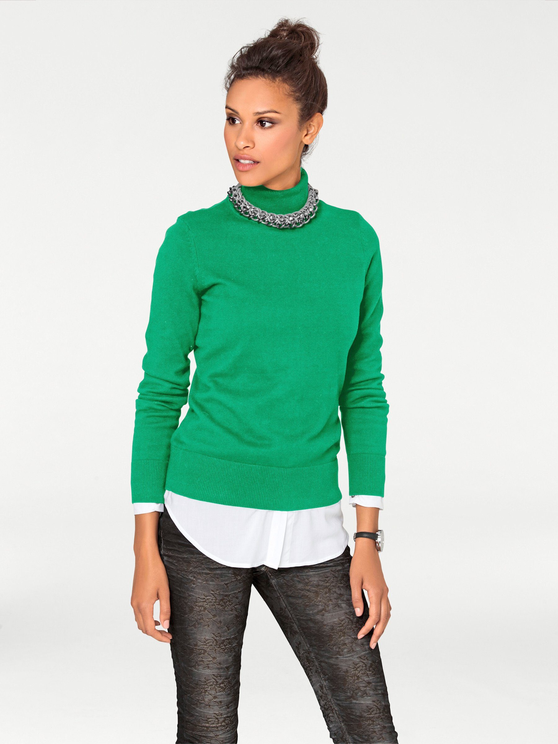 heine Strickpullover Rollkragen-Pullover Langarm Feinstrick