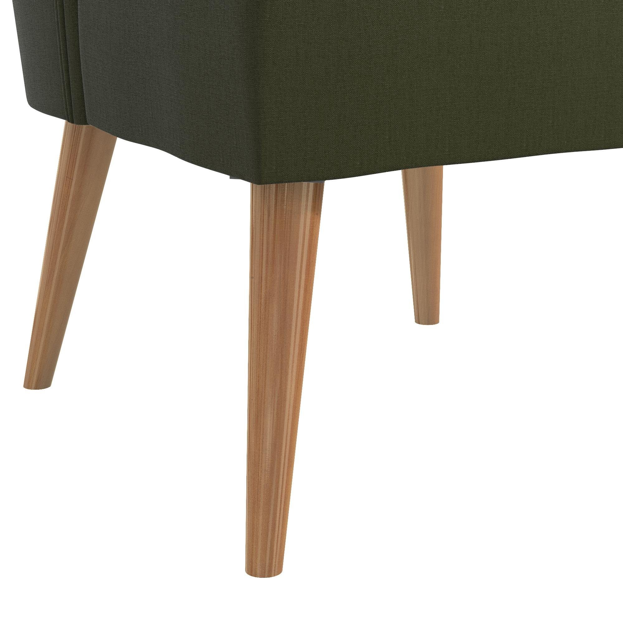Sitzhöhe Leinenstoff, Holzbeine, (1 48 loft24 Brittany Polsterstuhl Bezug cm aus grün St),