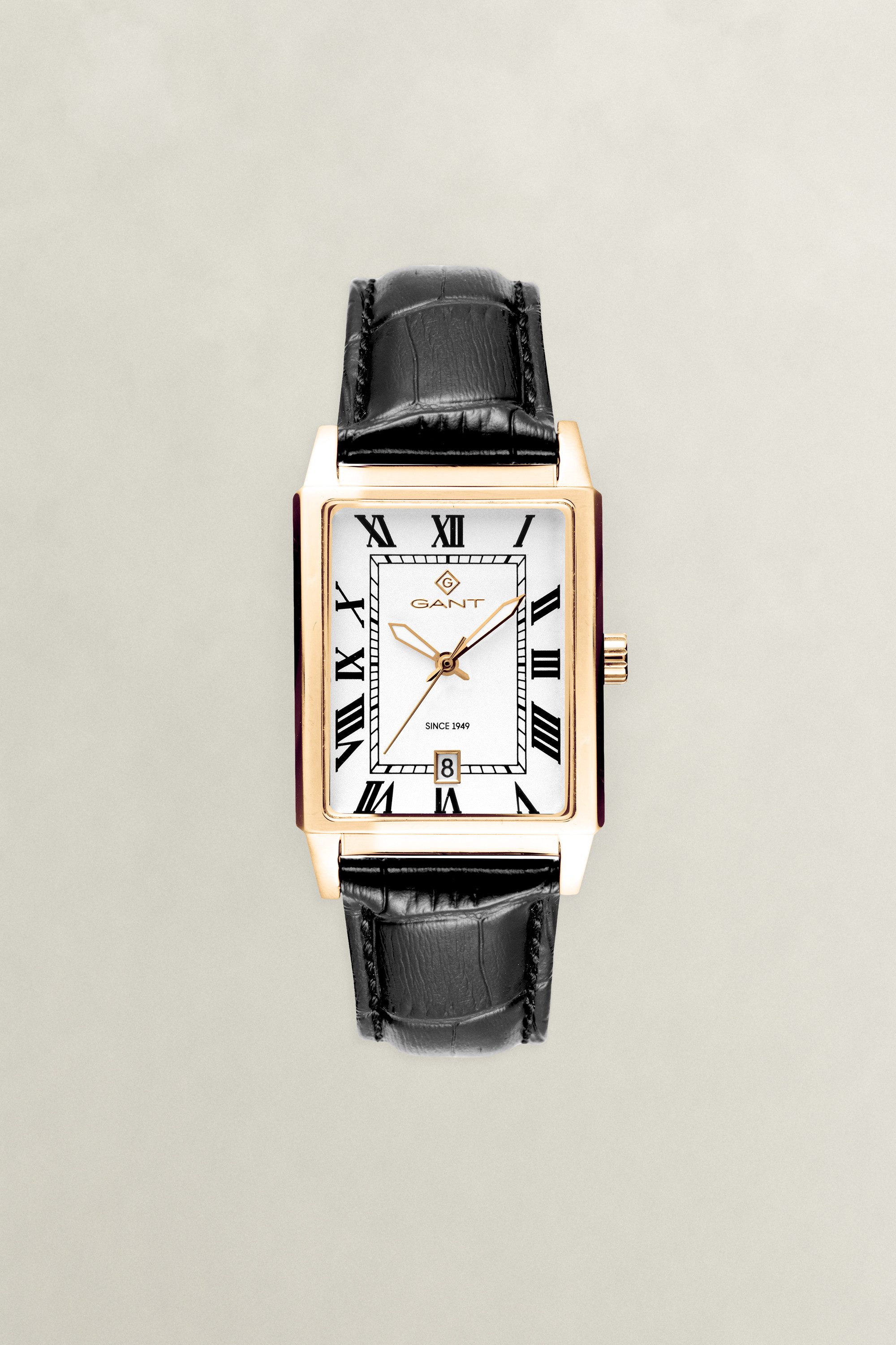 Gant Quarzuhr Staten Island G197002, Armbanduhr, Herrenuhr, Lederarmband, analog, Tag