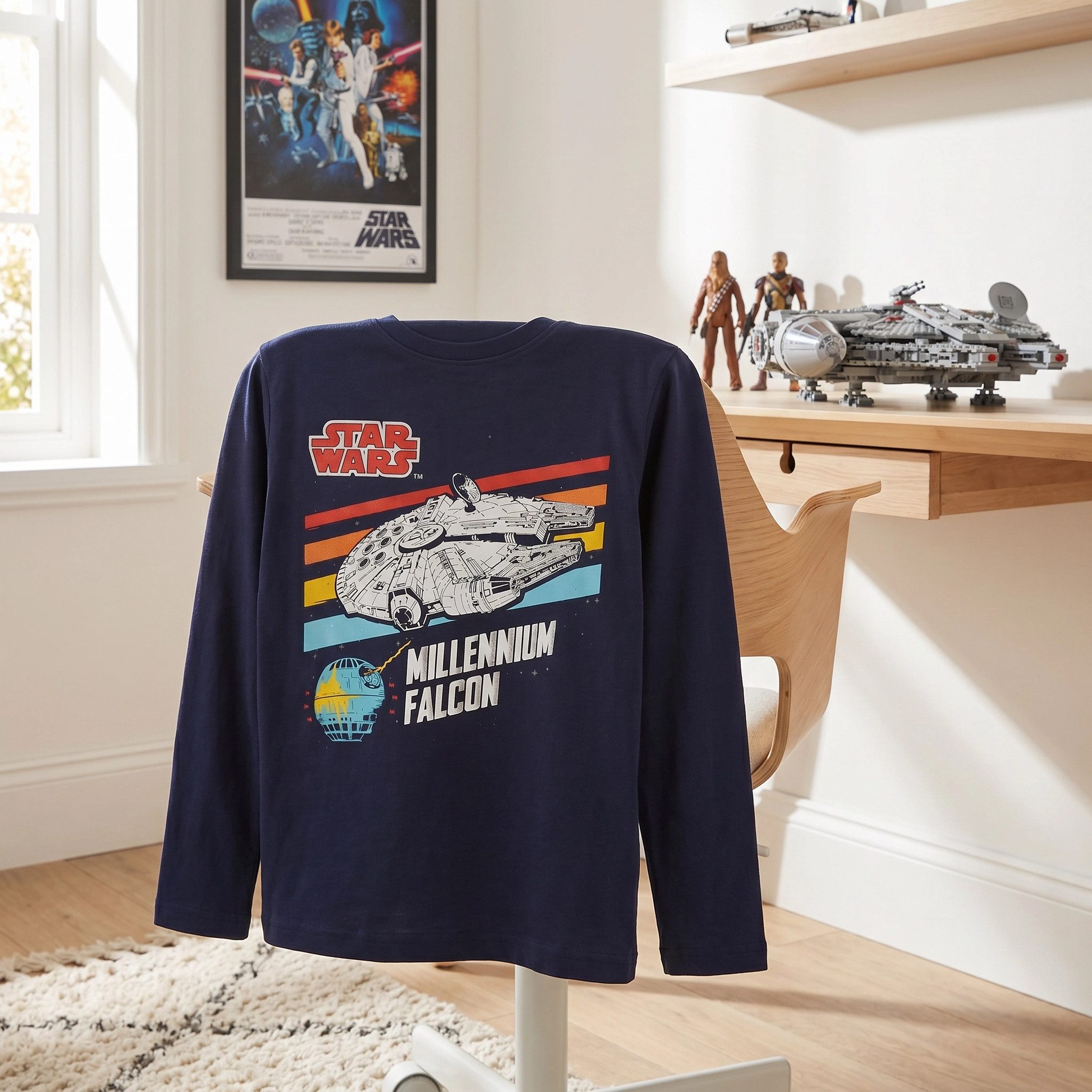 Star Wars Langarmshirt Star Wars Millennium Falcon Kinder Jugend langarm Shirt 100% Baumwolle
