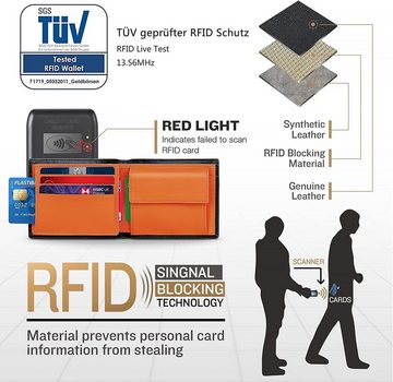 TEEHON Geldbörse Geldbörsen Herren aus Echtem Leder Orange-schwarz, Ein elegantes Portemonnaie mit RFID-Schutz
