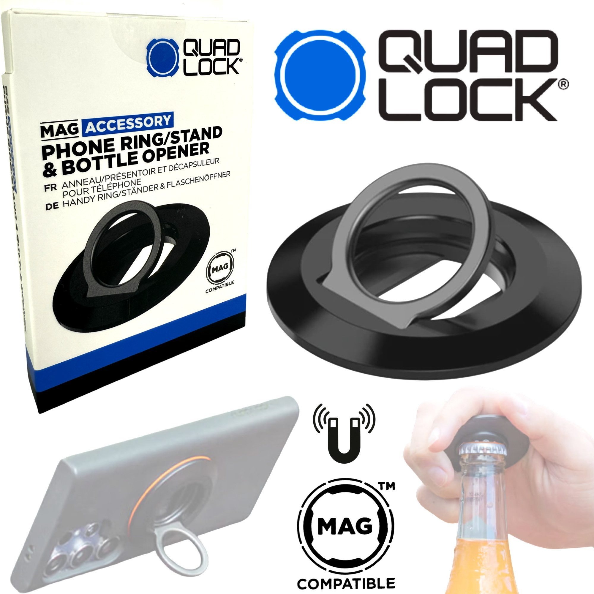 Quad Lock Handy-Halterung QUAD LOCK MAG Handy System Ringhalter Ständer Socket Haltehilfe