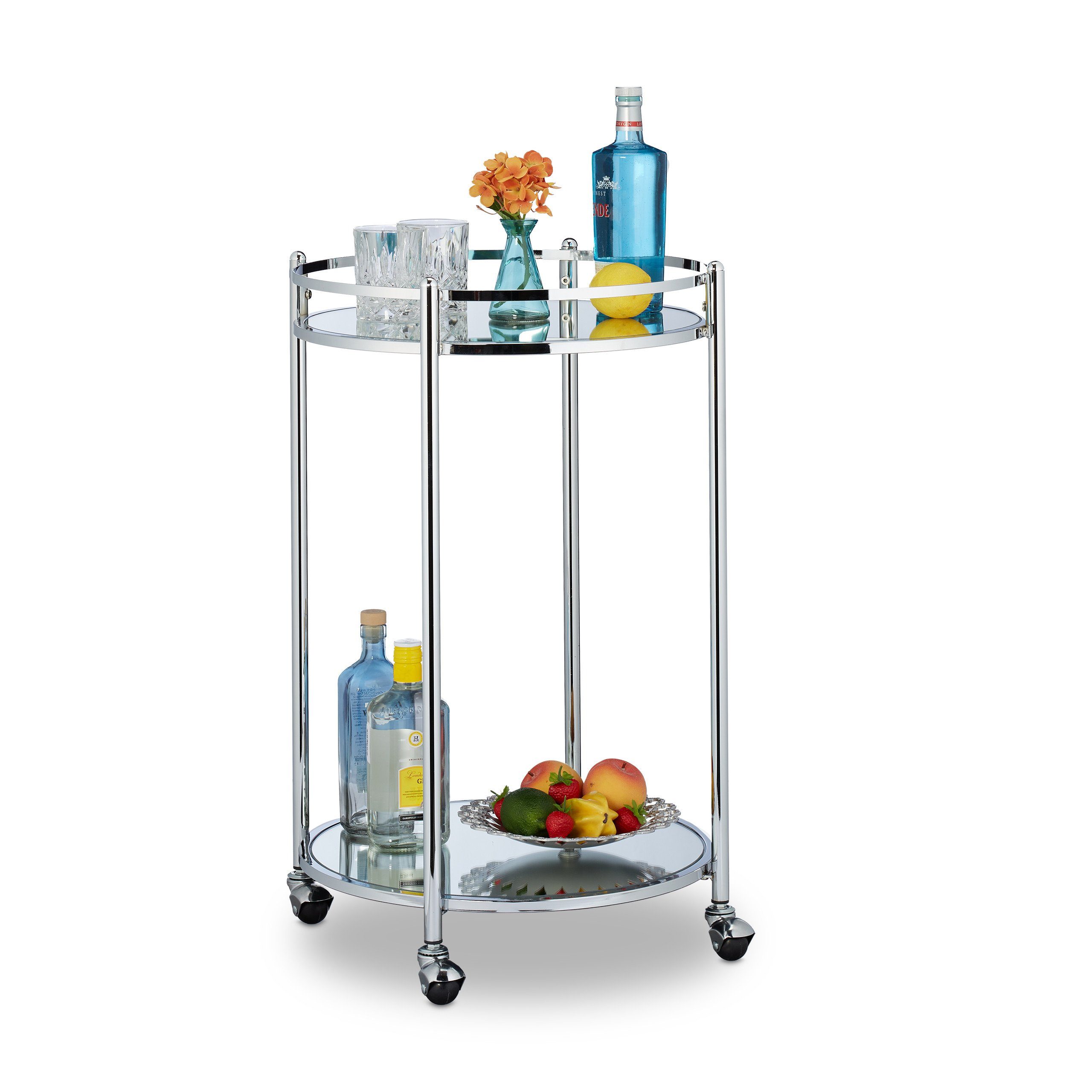 relaxdays Servierwagen rund Silb günstig online kaufen