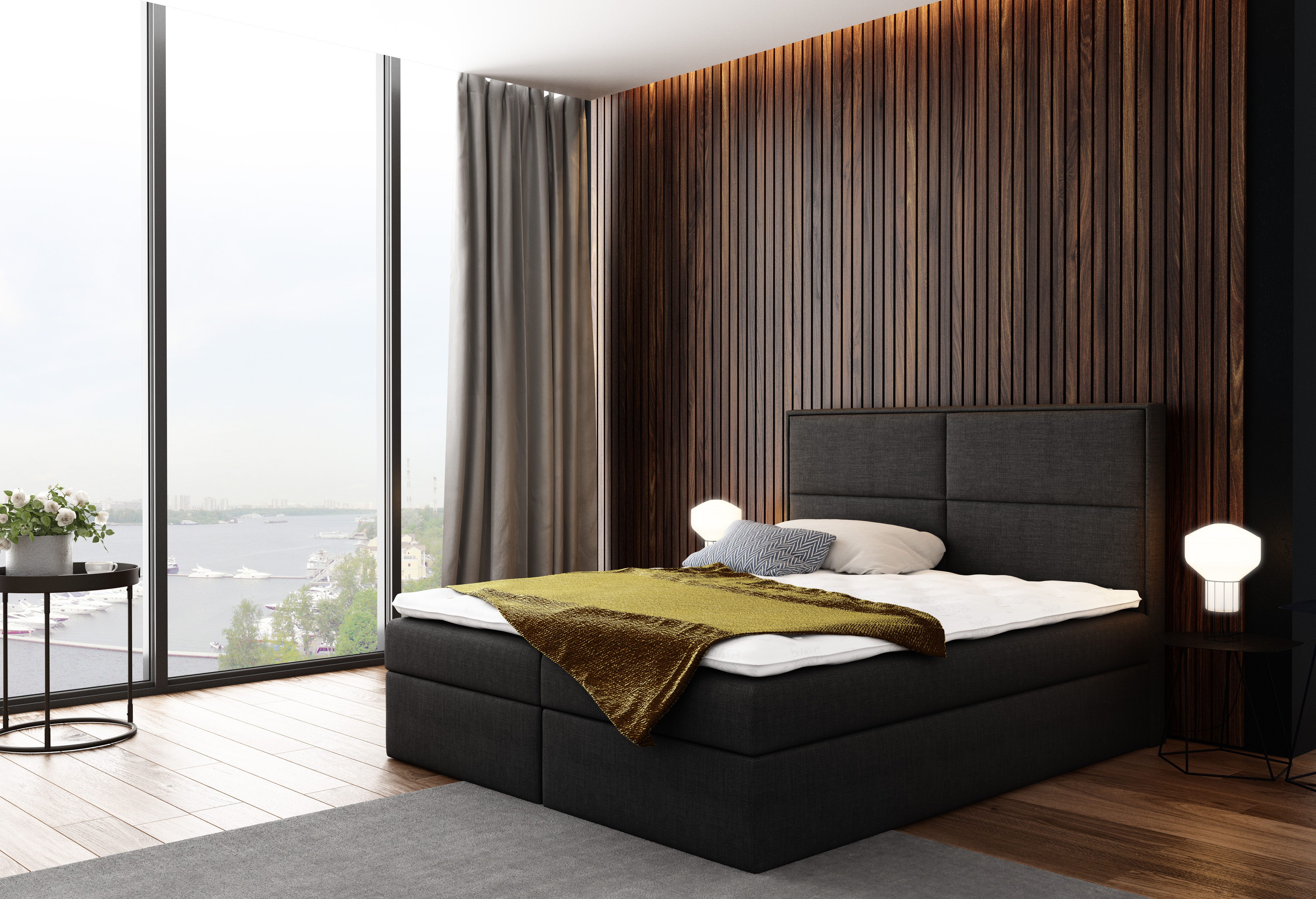 MF Design Boxspringbett Boxspringbett GRAND mit Bettkasten und Federautomatik aus INARI, Vorhanden