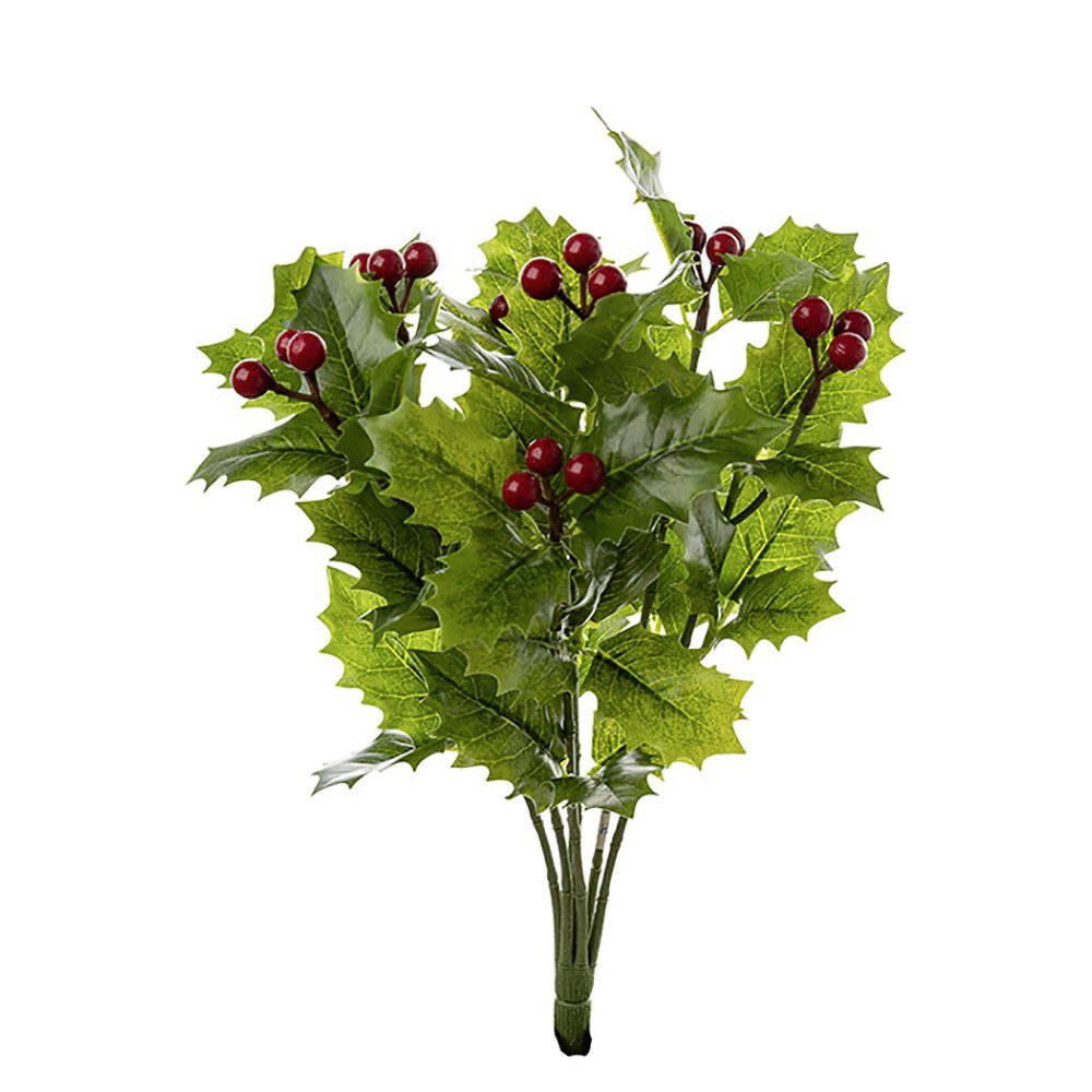 - B. x 39cm Kunstblume Kunstpflanze Stechpalme Fink H. 20cm, FINK - grün-rot