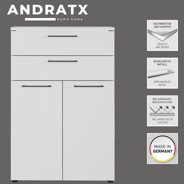 bümö Aktenschrank Andratx Büroschrank mit 2 Schubladen & 2 Ordnerhöhen, Dekor: Graphit-Eiche