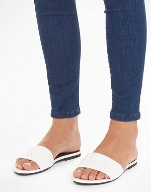 Calvin Klein Jeans FLAT SANDAL SLIDE MG MET Pantolette, Blockabsatz, Sommerschuh, Schlappen in glänzender Optik