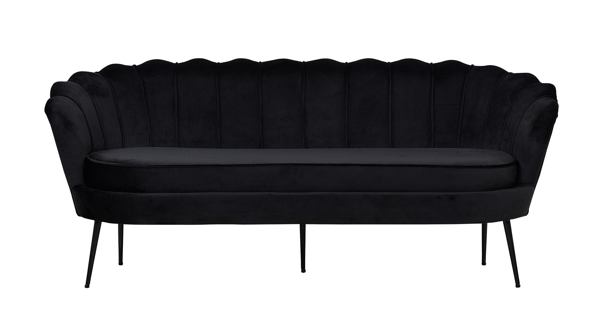 ebuy24 Sofa 3 Nice Sofa velour Personen schwarz