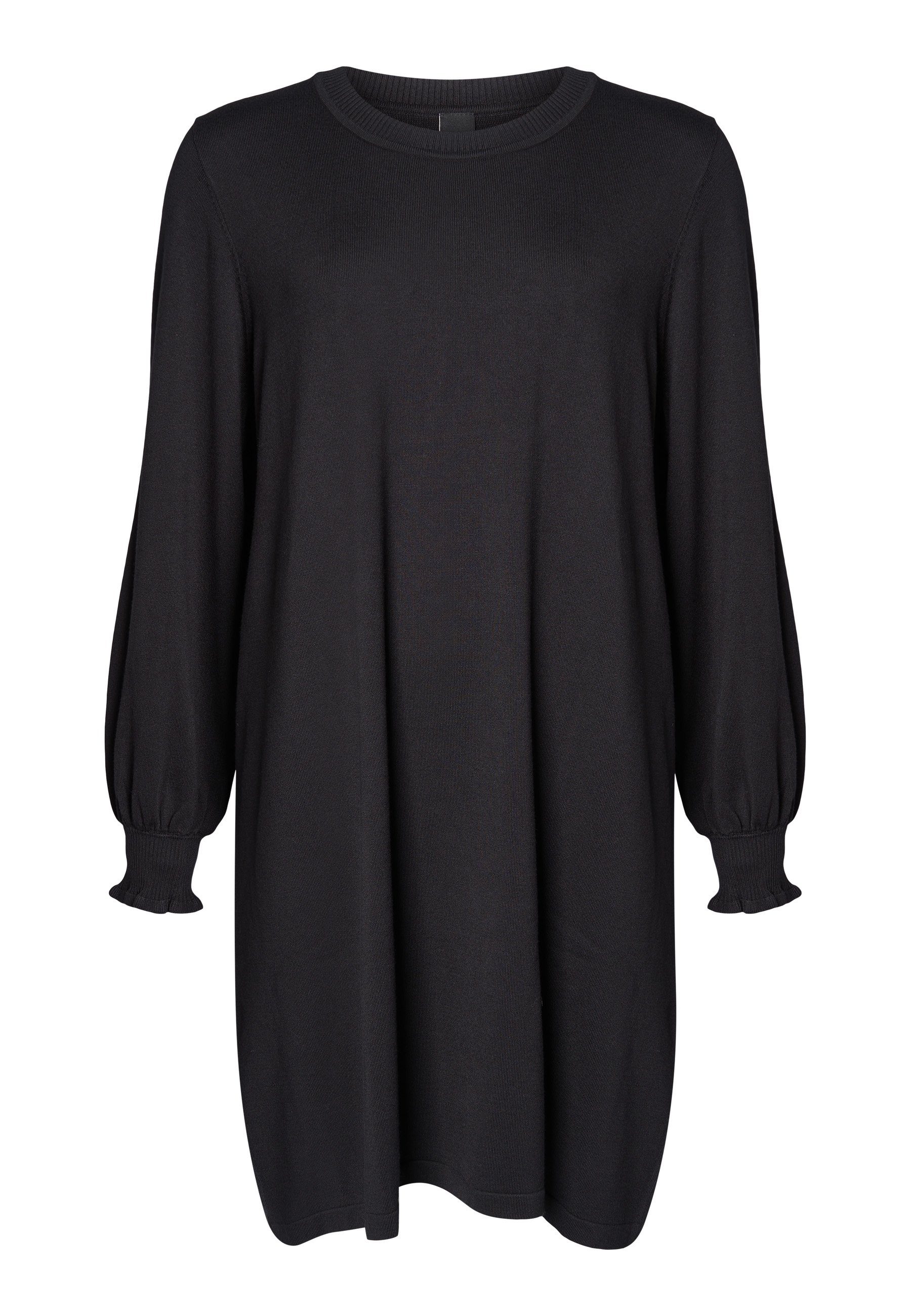 Dress ADIA Black Ärmelabschluss Sweatkleid mit Rüschen Knit am AD
