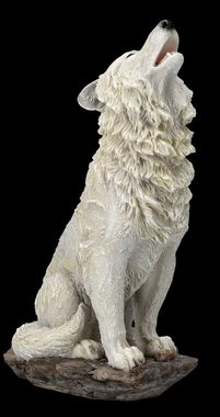 Figuren Shop GmbH Tierfigur Wolf Figur weiß - Ruf des Rudelführers - Tierfigur Dekoration Deko