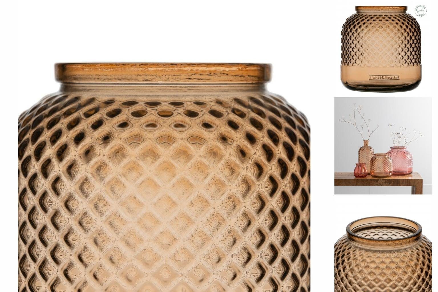 Bigbuy Dekovase Vase Recyceltes Glas Karamell 19 x 19 x 19 cm