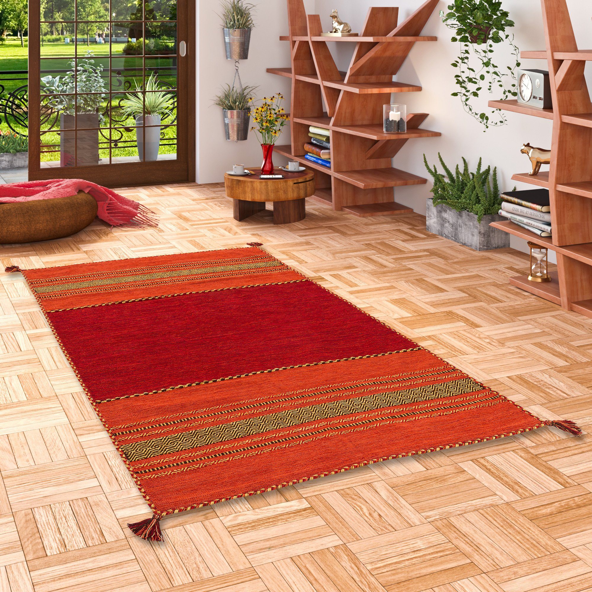Pergamon Wollteppich Natur Teppich Kelim Navarro, Rechteckig, Höhe: 8 mm