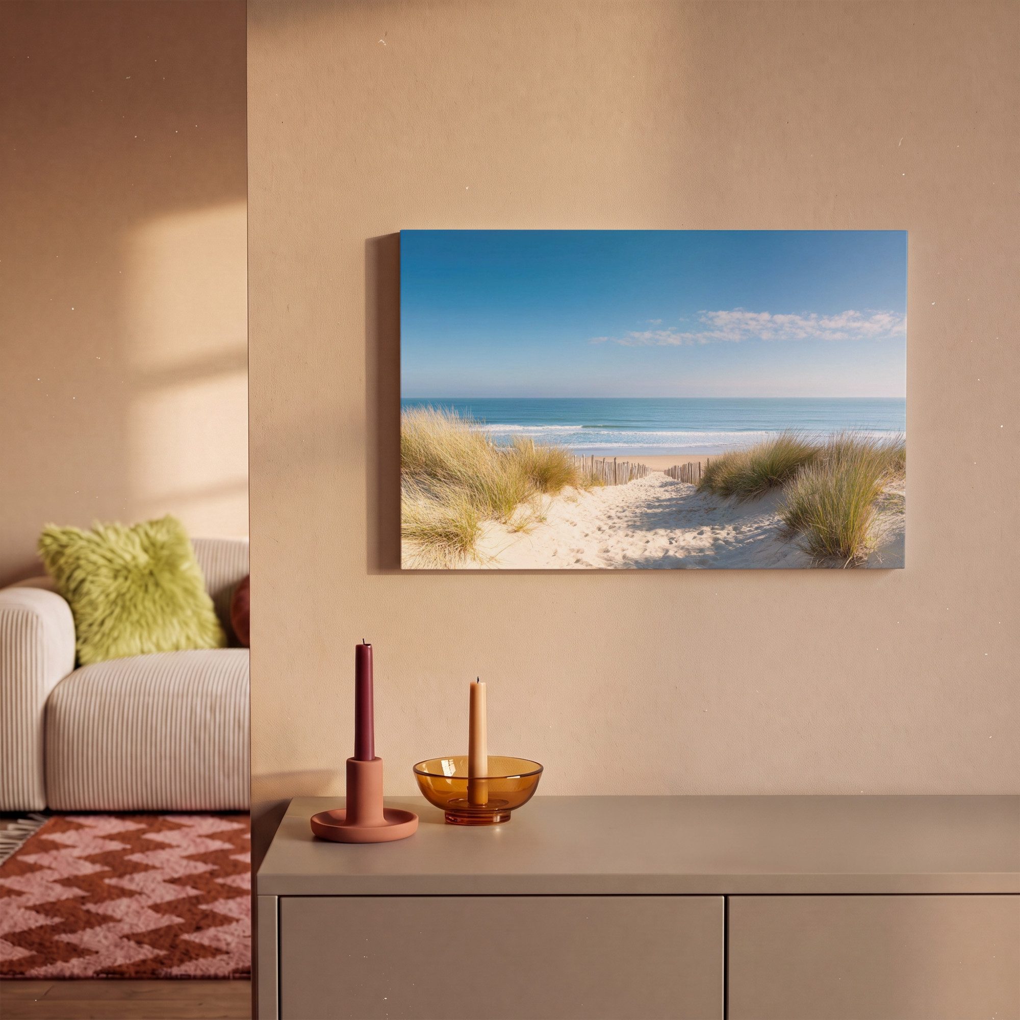 OneMillionCanvasses® Leinwandbild Strand - Meer - Düne - Sand - Sommer, Fotodruck (1 St), Leinwand Bilder Klein, Wand Dekoration Aesthetic 30x20 cm – Bild 2 von 5