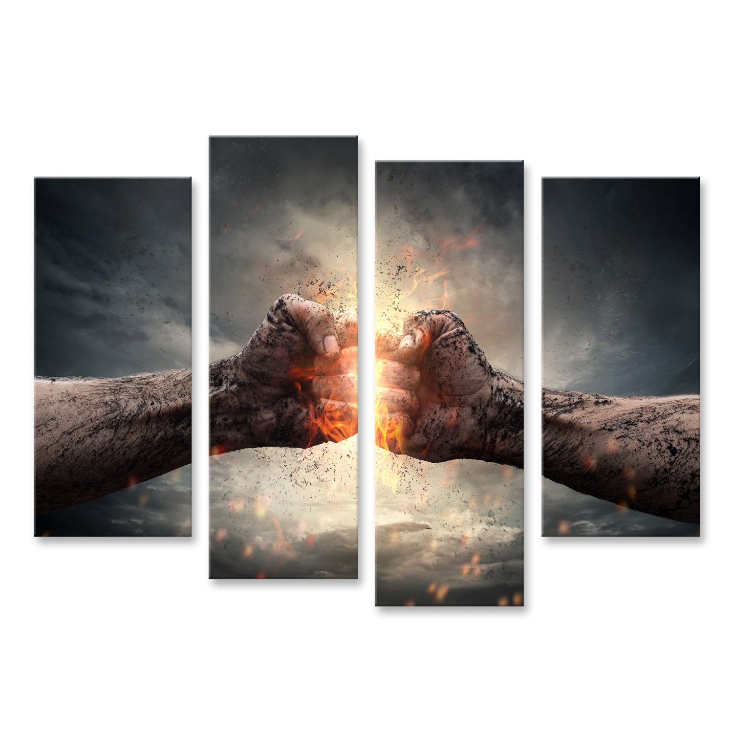 islandburner Leinwandbild Bild auf Leinwand Fighting Fight Close Up Zwei Fäuste schlagen sich ge