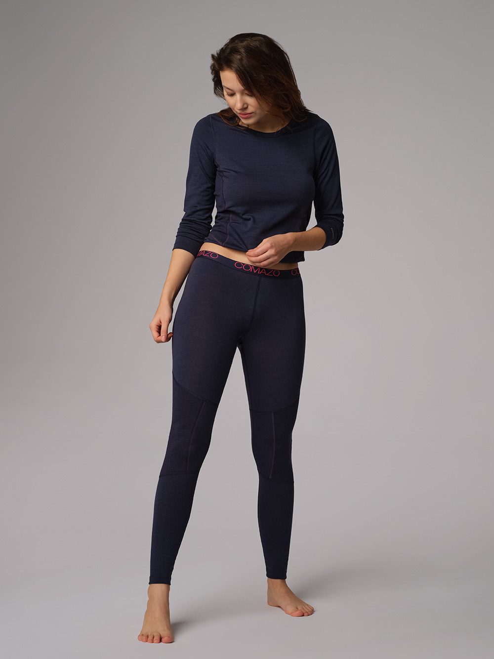 COMAZO Lange Unterhose aus Merinowolle mit Logoschriftzug am Білизнаbund