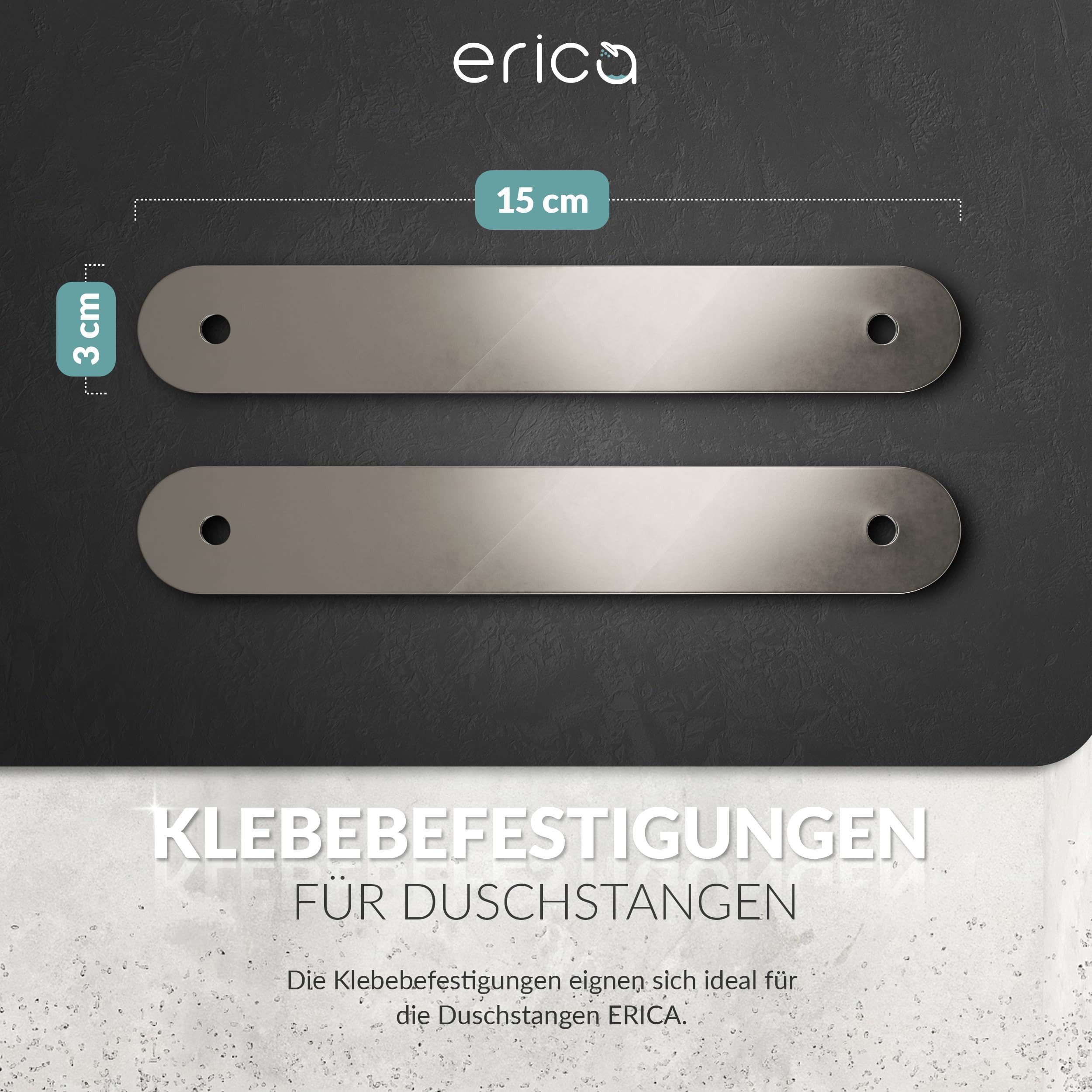Erica Bad-Befestigungsset Klebebefestigung für Duschstange – ganz ohne Bohren in Fliesen, Klebebefestigung Duschstange mit i.Universal & i.Cleaner zur Montage